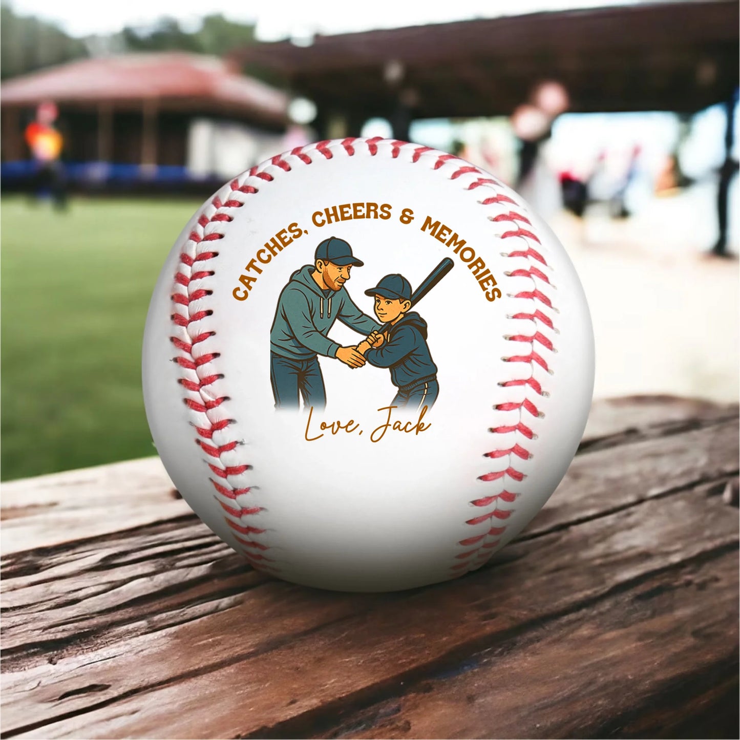 Catches, Cheers & Memories, Happy Father's Day Personalized Baseball Gift 2025, Custom Choo