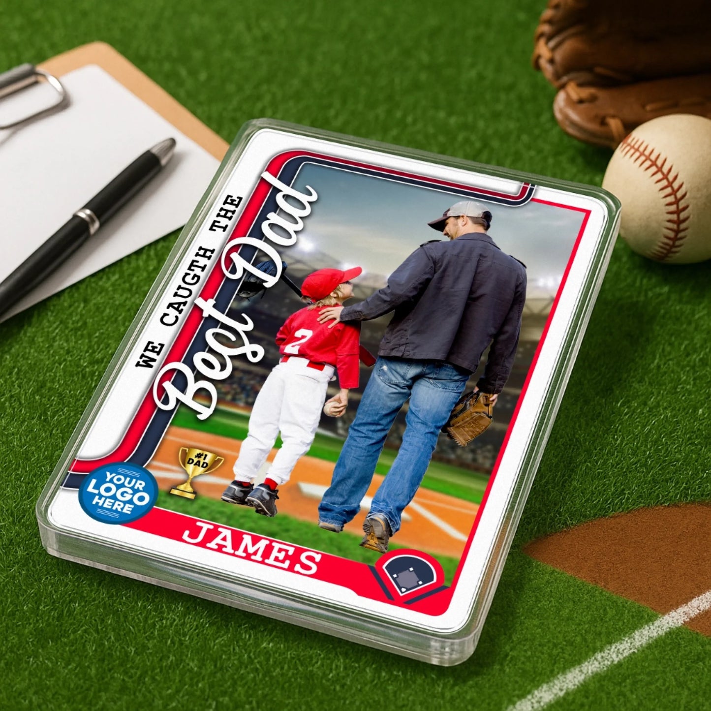 NO 1 DAD, WE CAUGHT THE BEST DAD, PERSONALIZED ACRYLIC PLAQUE, HAPPY FATHER'S DAY, Custom Choo