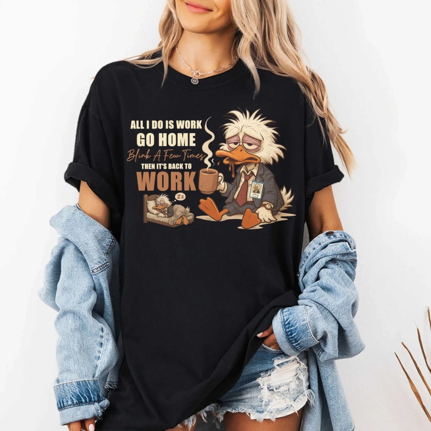 Office Life T-shirt – Work, Blink, Repeat Funny Graphic Tee, Custom Choo