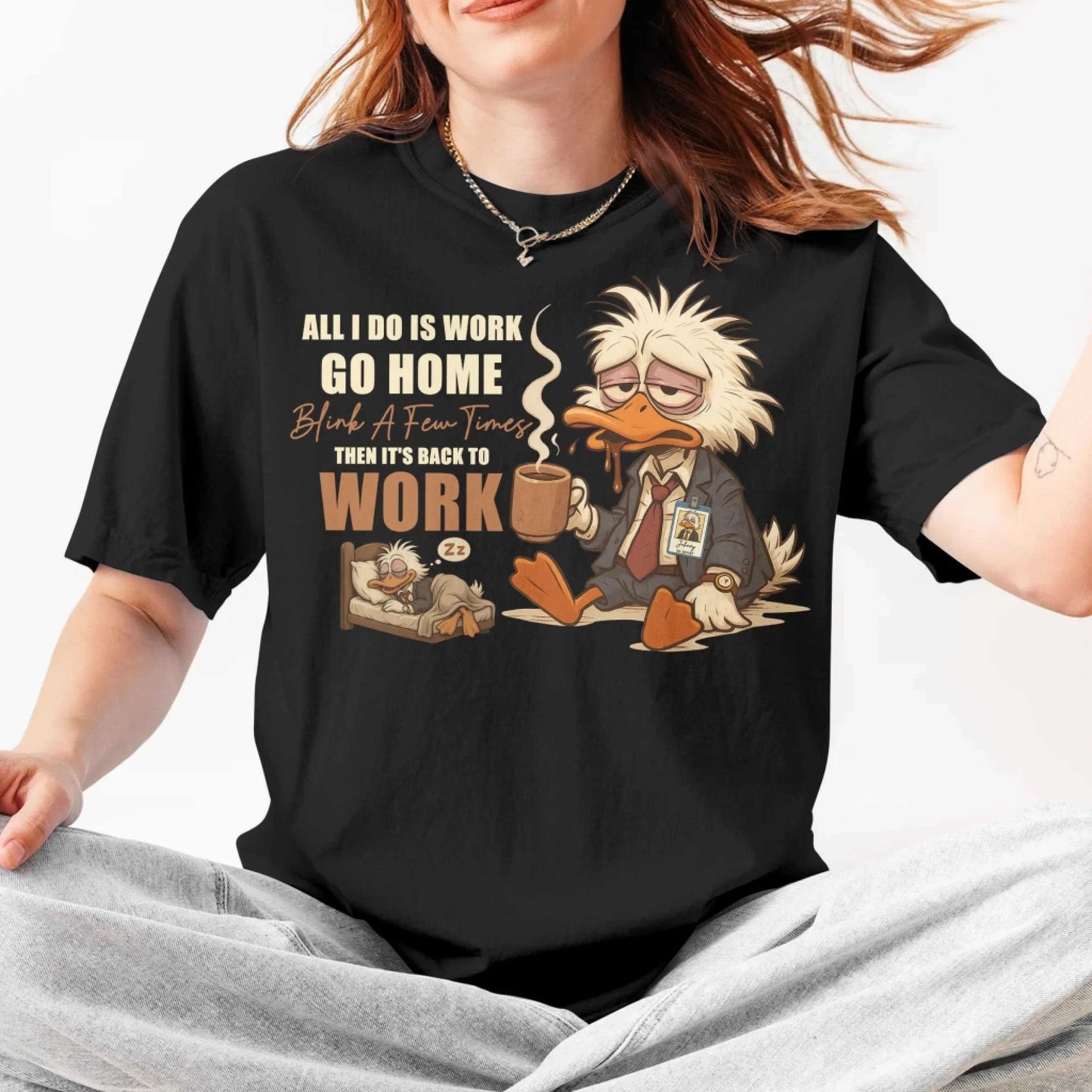 Office Life T-shirt – Work, Blink, Repeat Funny Graphic Tee, Custom Choo