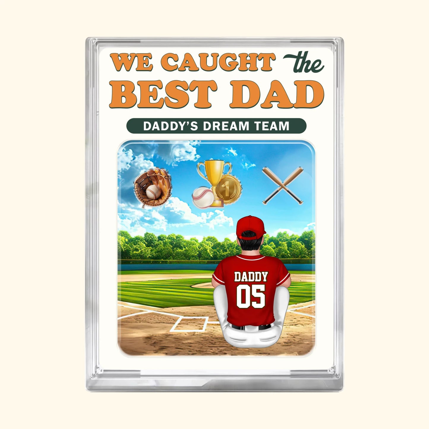 WE CAUGHT THE BEST DAD, HAPPY FATHER'S DAY 2025, PERSONALIZED ACRYLIC PLAQUE - Custom Choo