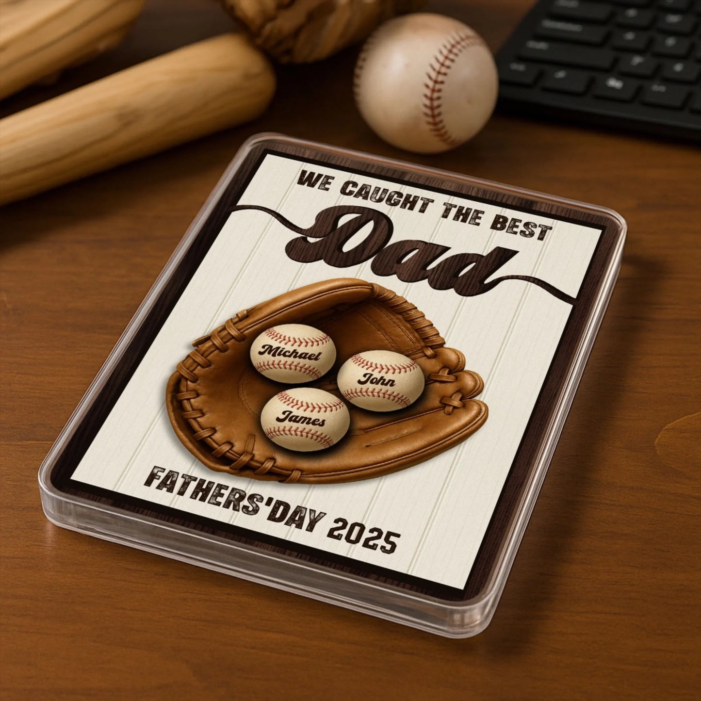 WE CAUGHT THE BEST DAD, PERSONALIZED ACRYLIC PLAQUE, HAPPY FATHER'S DAY, Custom Choo