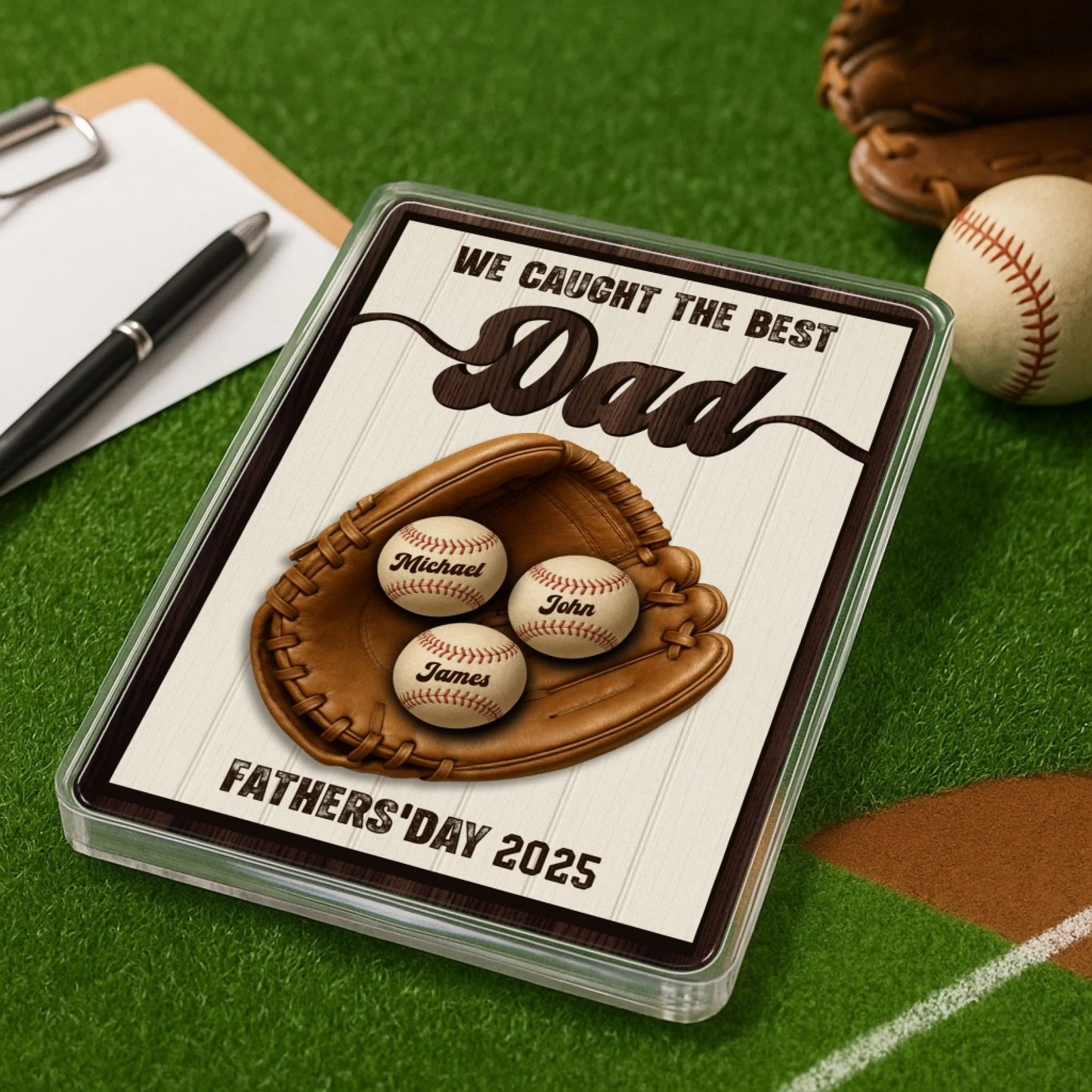 WE CAUGHT THE BEST DAD, PERSONALIZED ACRYLIC PLAQUE, HAPPY FATHER'S DAY, Custom Choo