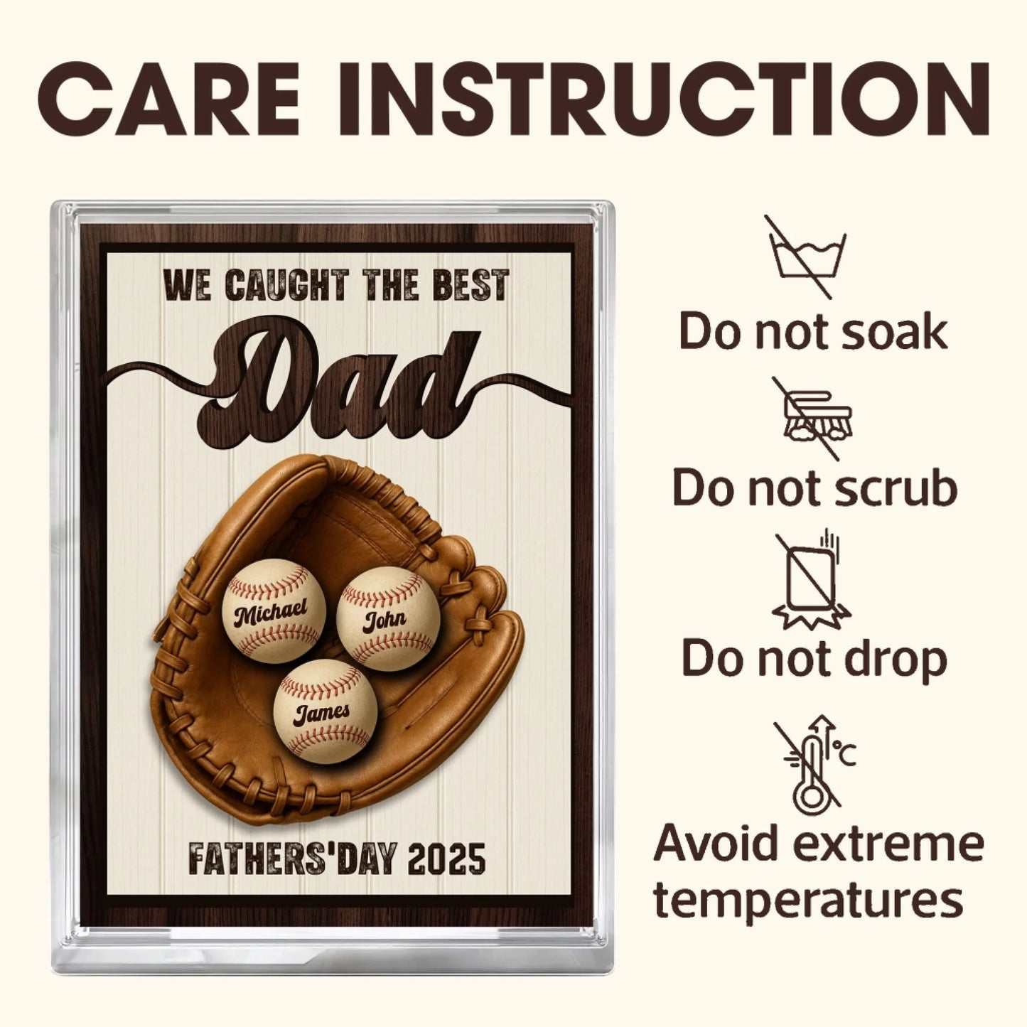 WE CAUGHT THE BEST DAD, PERSONALIZED ACRYLIC PLAQUE, HAPPY FATHER'S DAY, Custom Choo