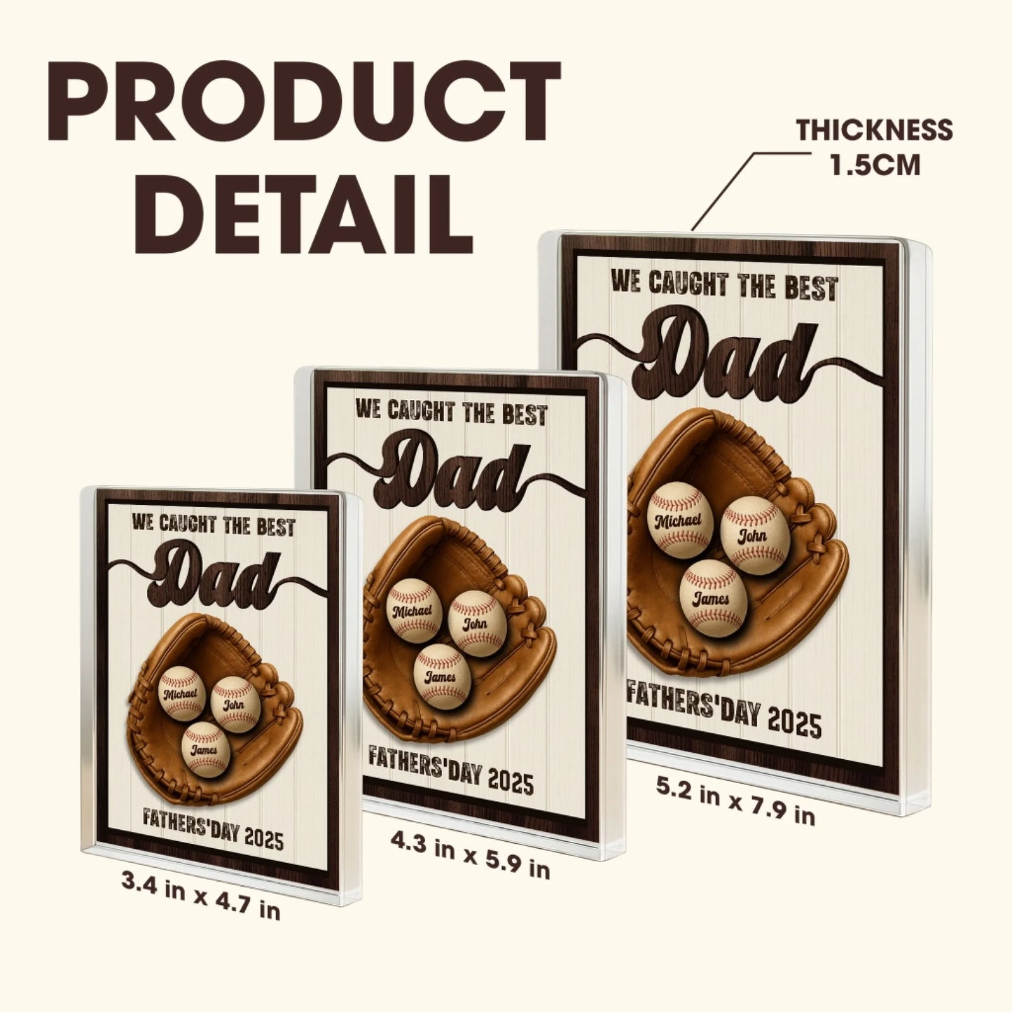 WE CAUGHT THE BEST DAD, PERSONALIZED ACRYLIC PLAQUE, HAPPY FATHER'S DAY, Custom Choo