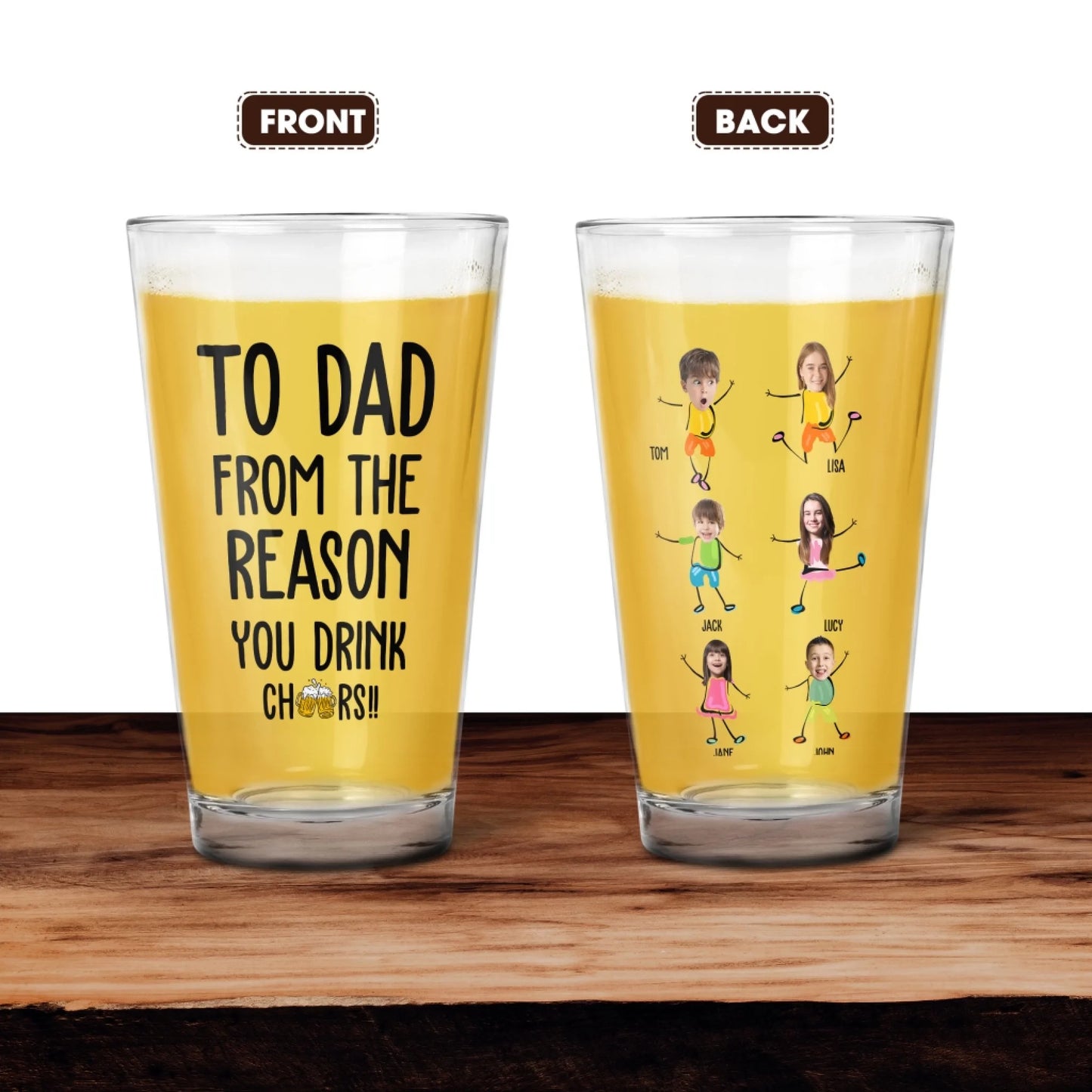 To Dad From the reason you drink - Personalized Beer Glass, Custom Choo