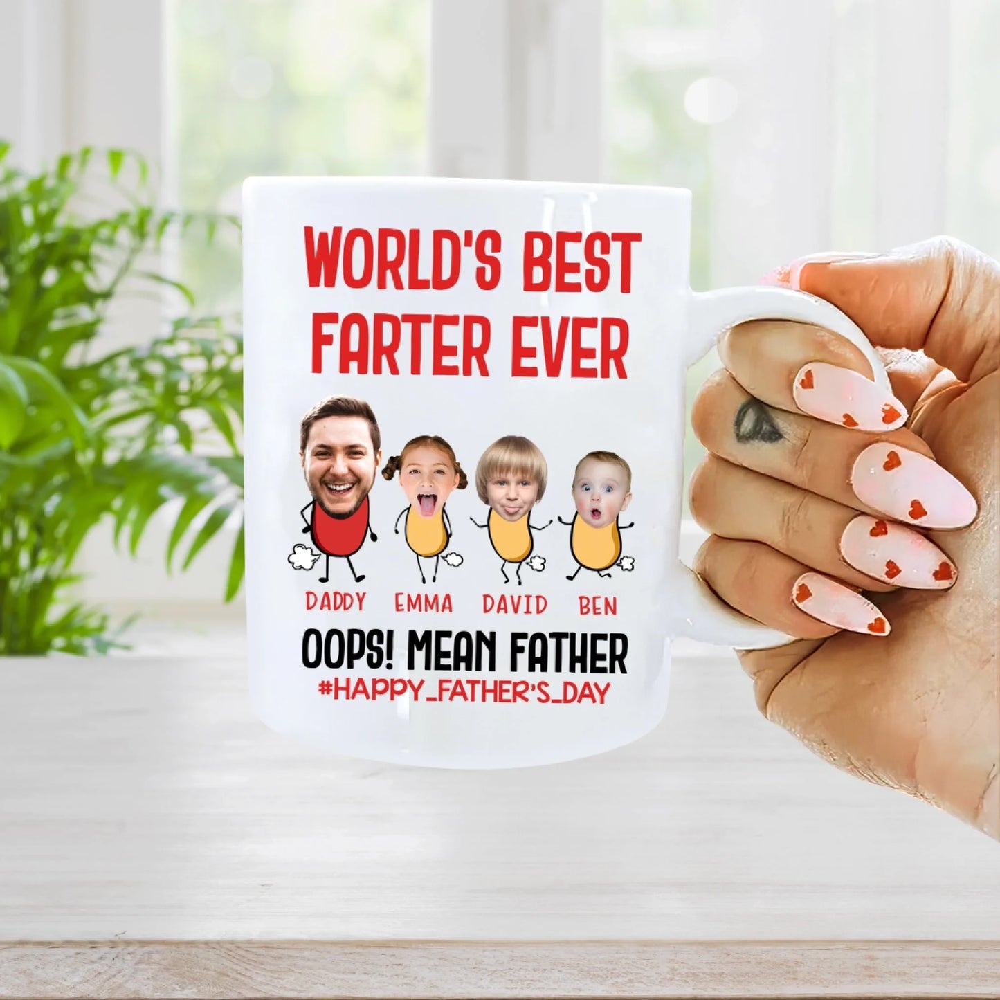PERSONALIZED MUG, WORLD'S BEST FARTER EVER, HAPPY FATHER'S DAY - Custom Choo