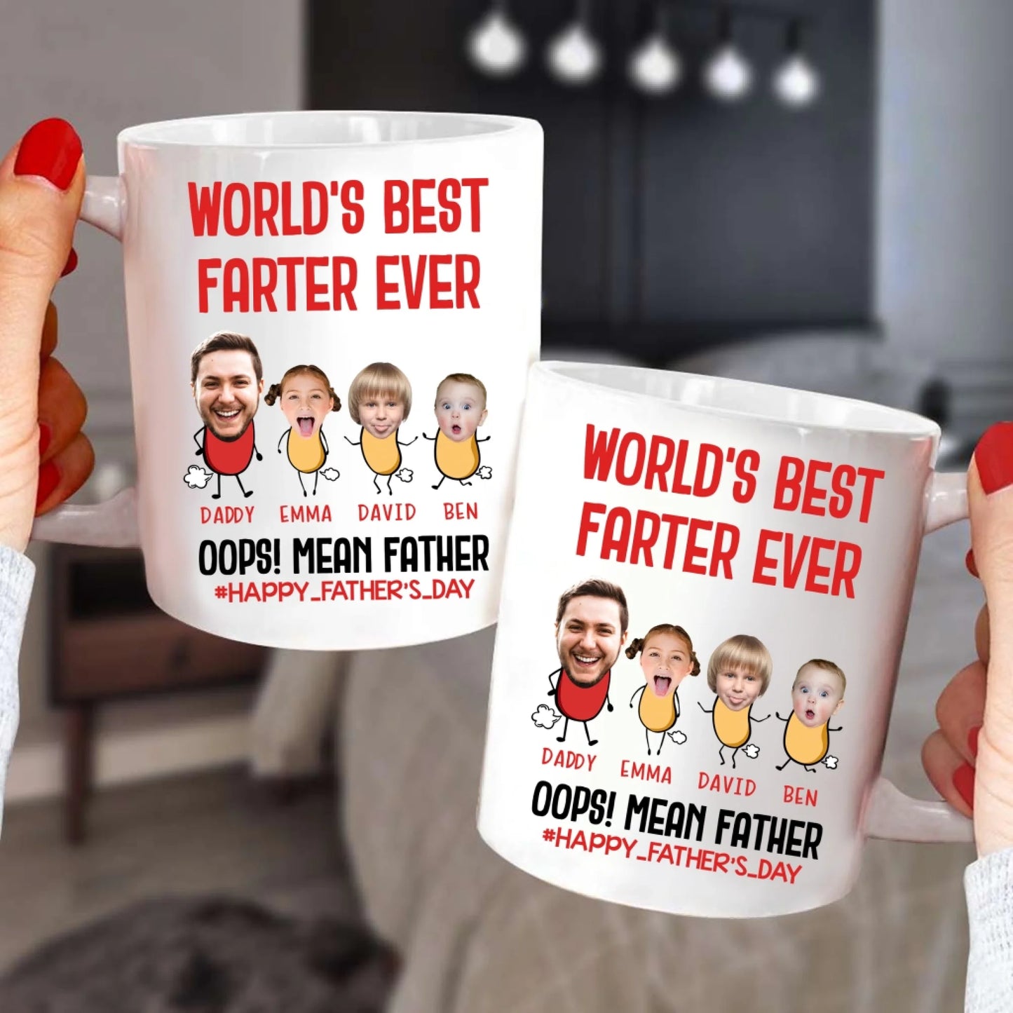 PERSONALIZED MUG, WORLD'S BEST FARTER EVER, HAPPY FATHER'S DAY - Custom Choo