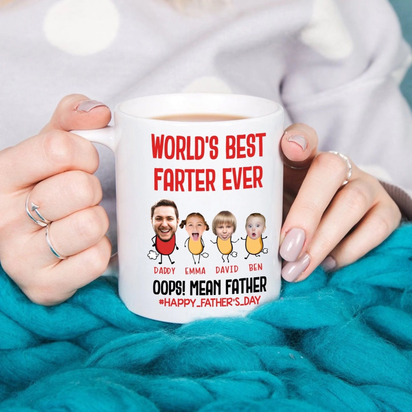PERSONALIZED MUG, WORLD'S BEST FARTER EVER, HAPPY FATHER'S DAY - Custom Choo