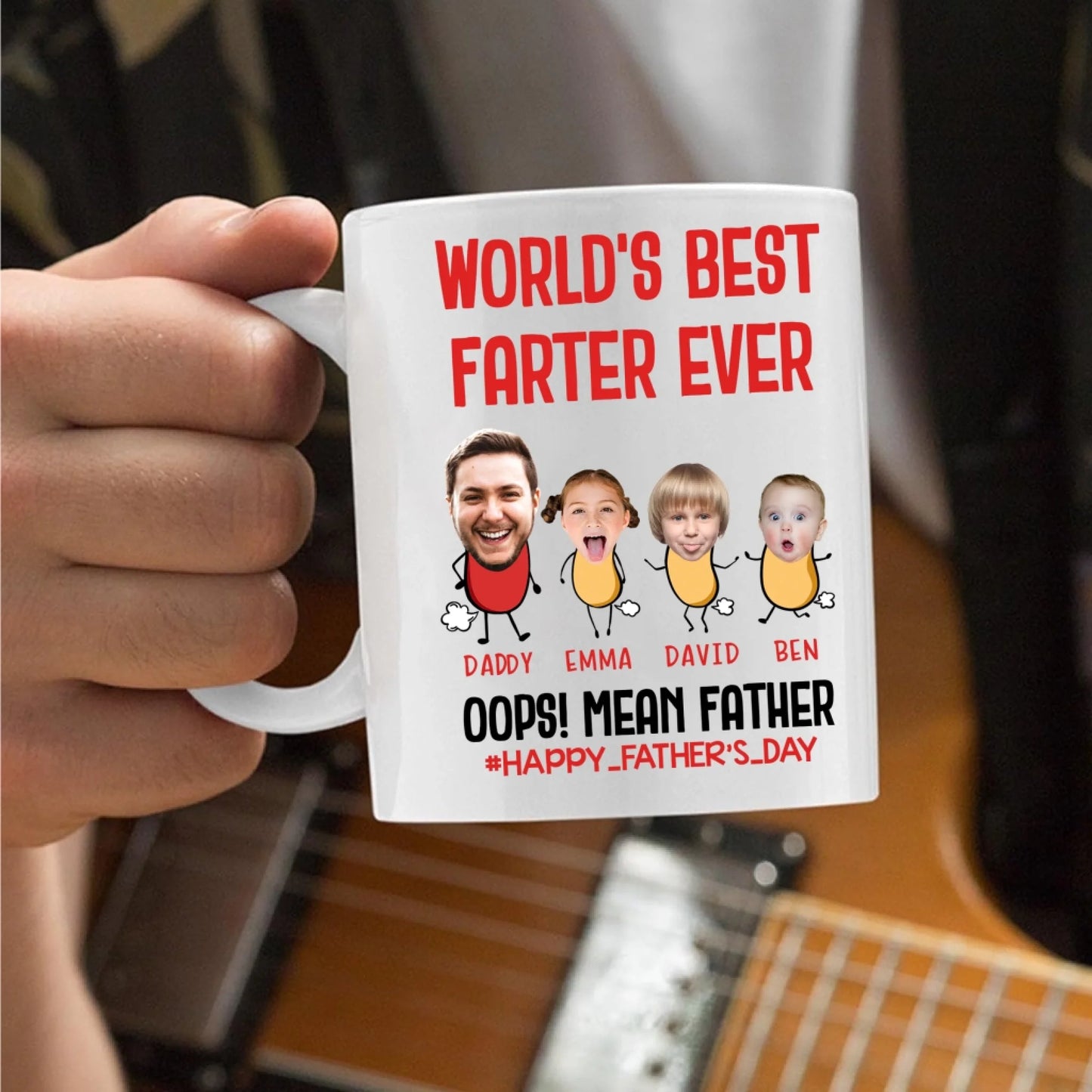 PERSONALIZED MUG, WORLD'S BEST FARTER EVER, HAPPY FATHER'S DAY - Custom Choo