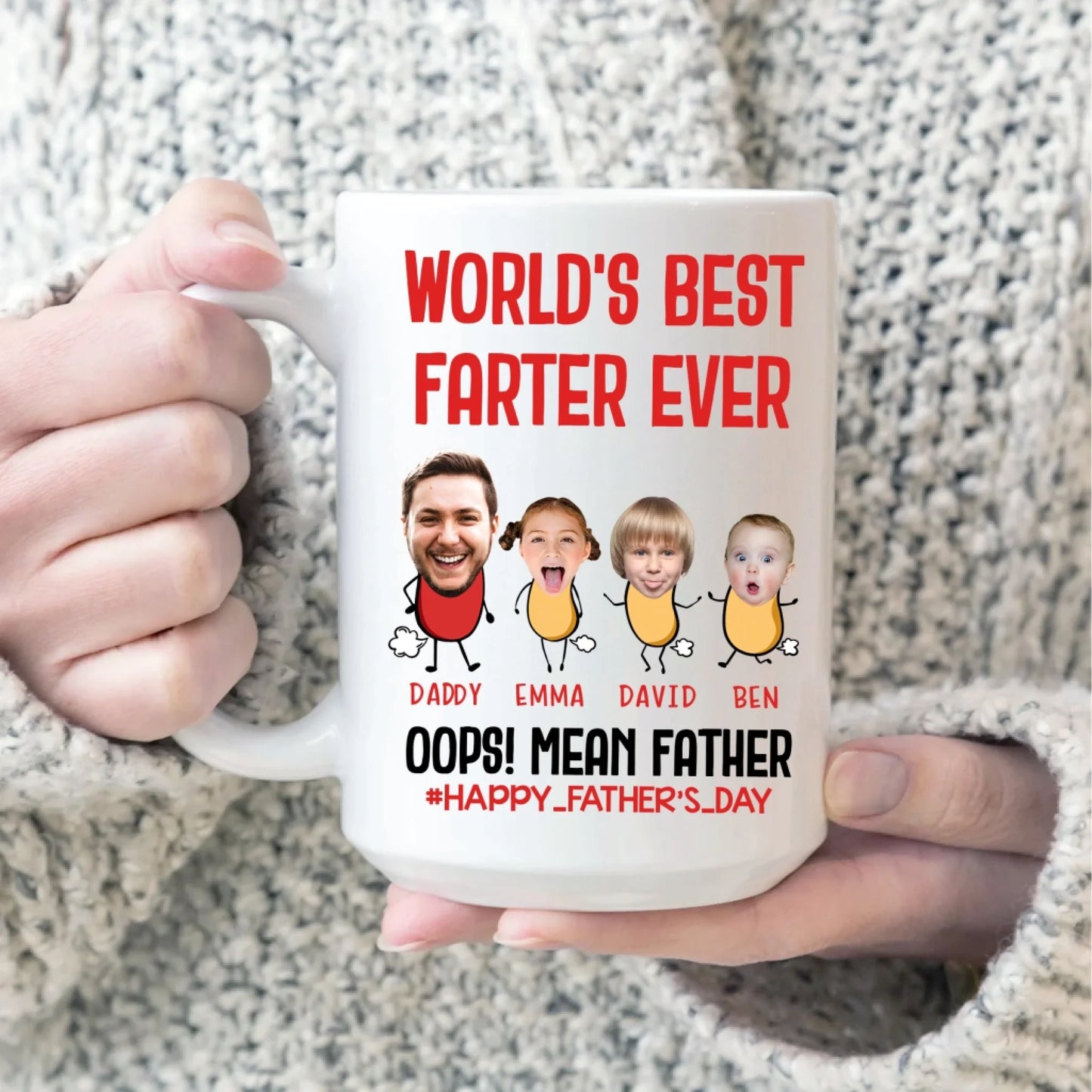PERSONALIZED MUG, WORLD'S BEST FARTER EVER, HAPPY FATHER'S DAY - Custom Choo
