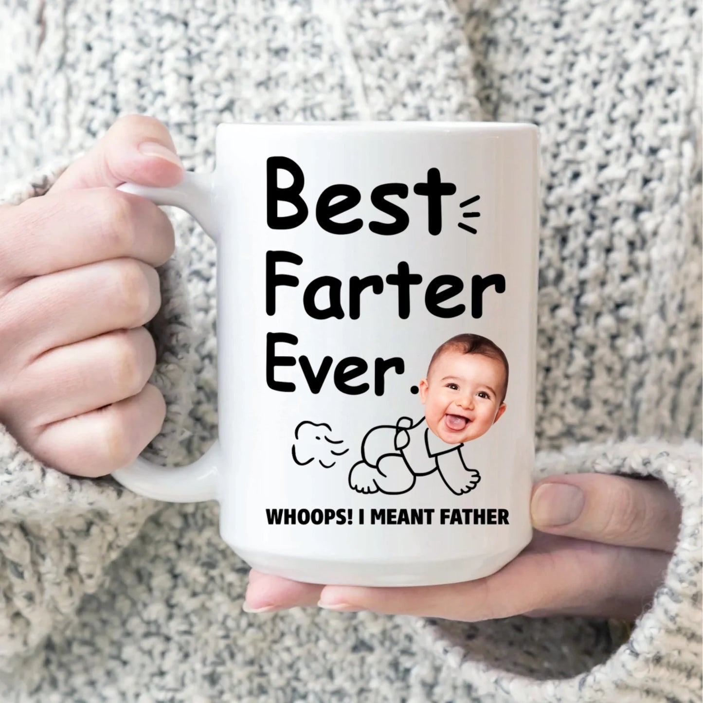 BEST FARTER EVER - WHOOPS! I MEANT FATHER, PERSONALIZED PHOTO MUG - Custom Choo