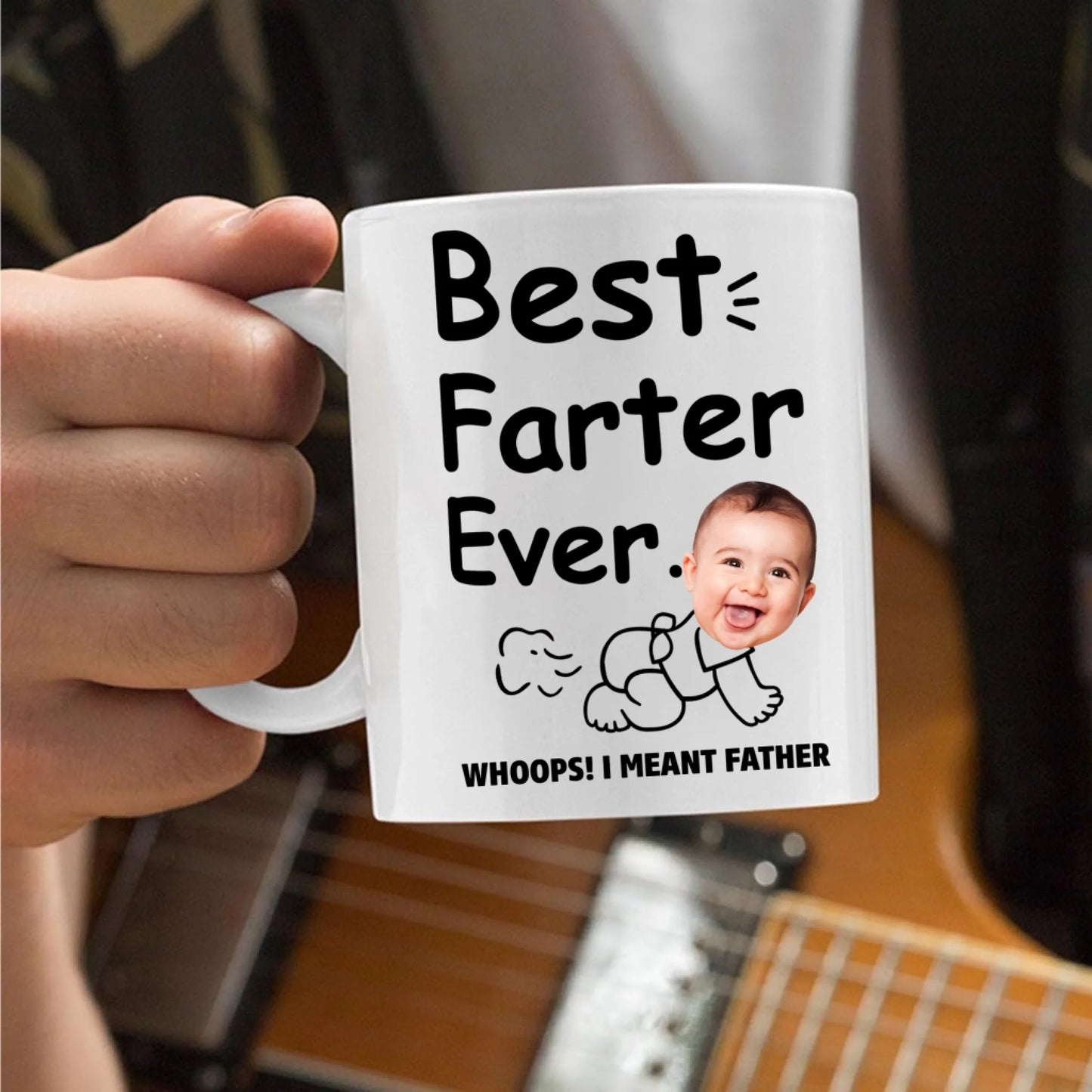 BEST FARTER EVER - WHOOPS! I MEANT FATHER, PERSONALIZED PHOTO MUG - Custom Choo