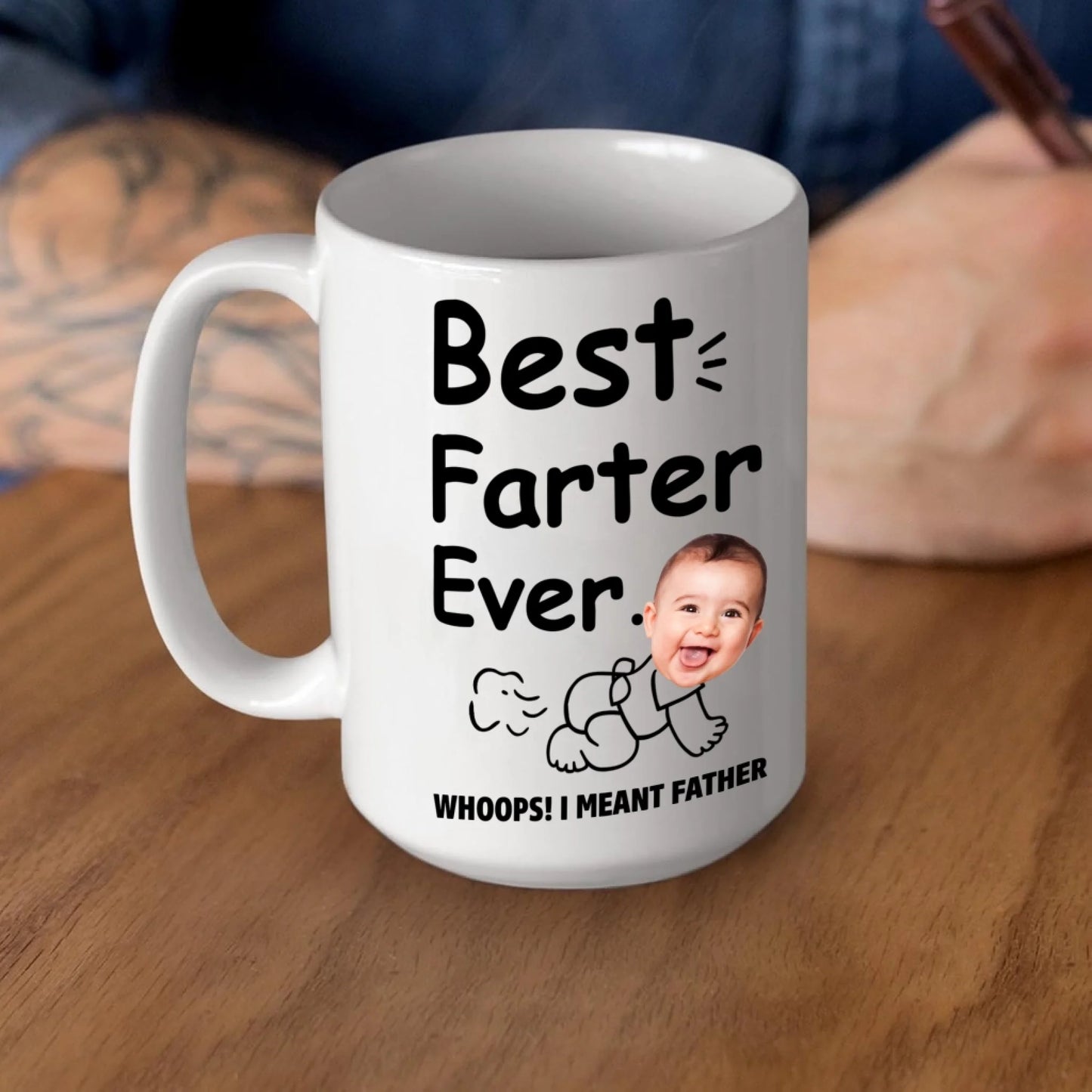 BEST FARTER EVER - WHOOPS! I MEANT FATHER, PERSONALIZED PHOTO MUG - Custom Choo