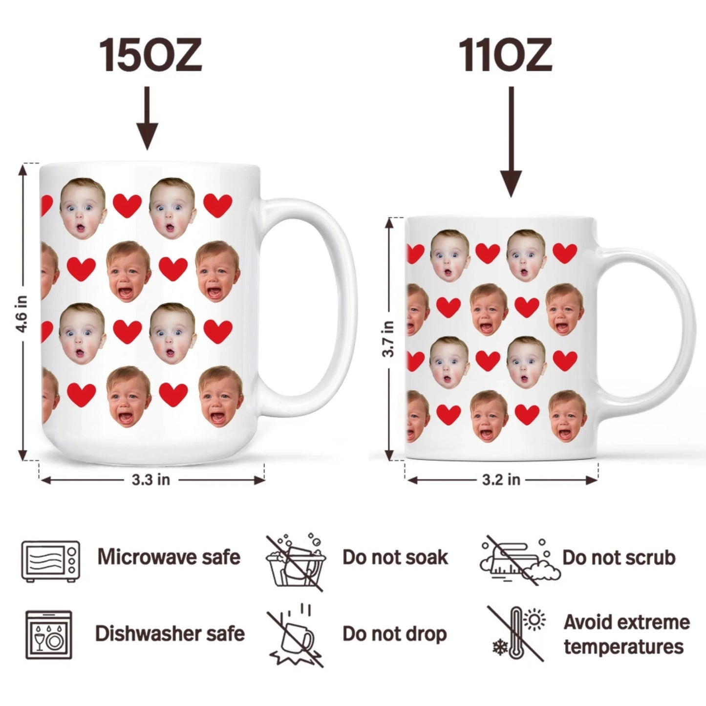 Baby Face Mug, Personalized Face Mug, Your Dogs Face Mug, Your Husband's Face Mug, Father's Day Gift - Custom Choo