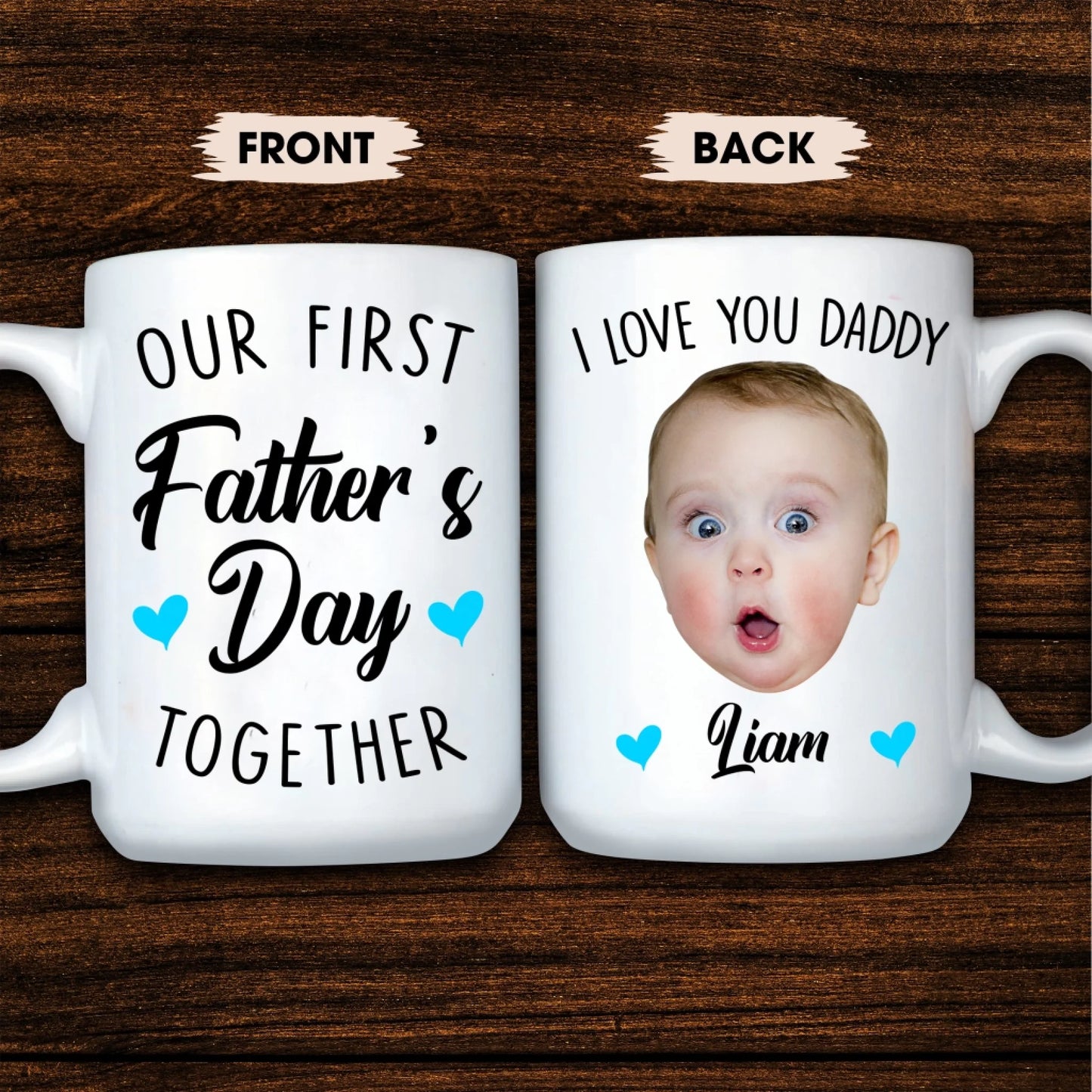 Our First Father's Day Together, Personalized Kid Photo and Kid Name, Best Gift For Dad - Custom Choo