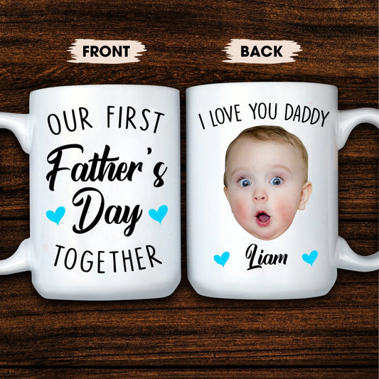 Our First Father's Day Together, Personalized Kid Photo and Kid Name, Best Gift For Dad, Custom Choo