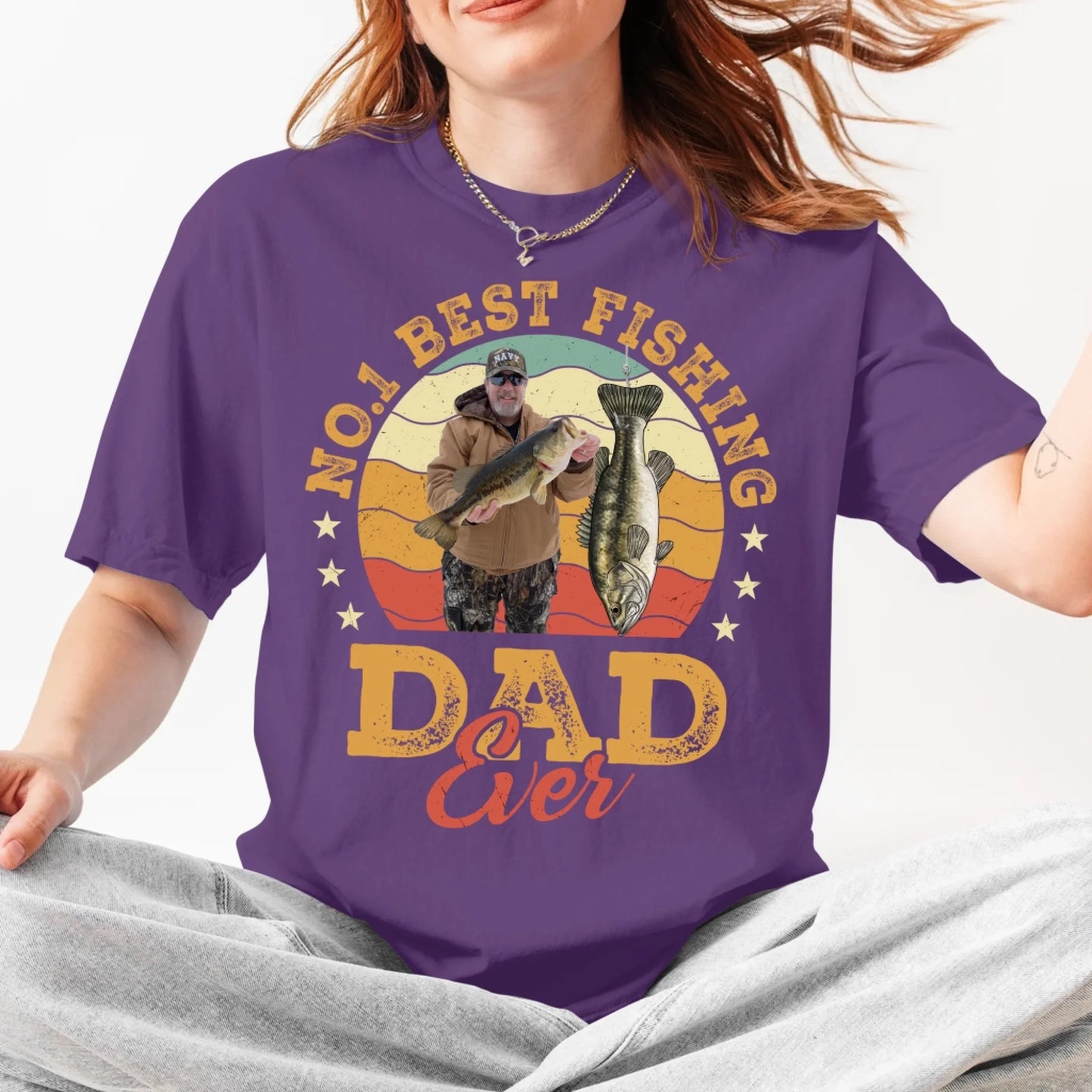 No.1 Best Fishing Dad Ever, Personalized Dad Photo and Choose Fish - Custom Choo
