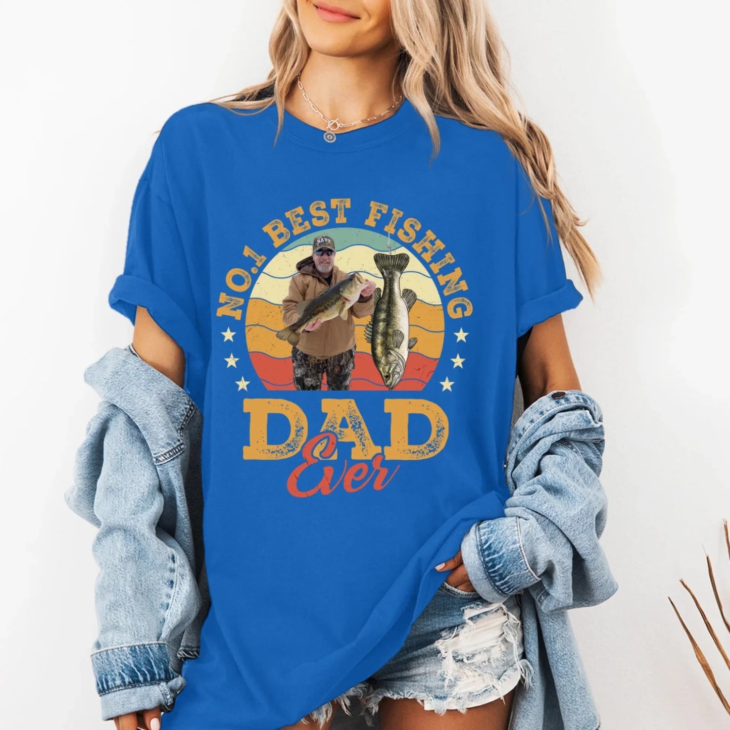 No.1 Best Fishing Dad Ever, Personalized Dad Photo and Choose Fish - Custom Choo