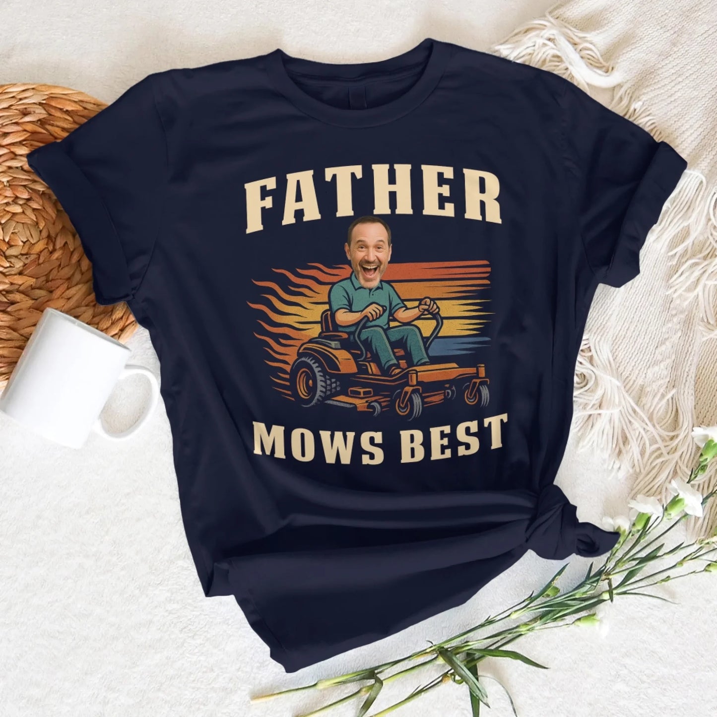Personalized Photo Dad, Father Mows Best Shirt, Funny Lawn Mowing Dad Shirt, Father’s Day Gift - Custom Choo