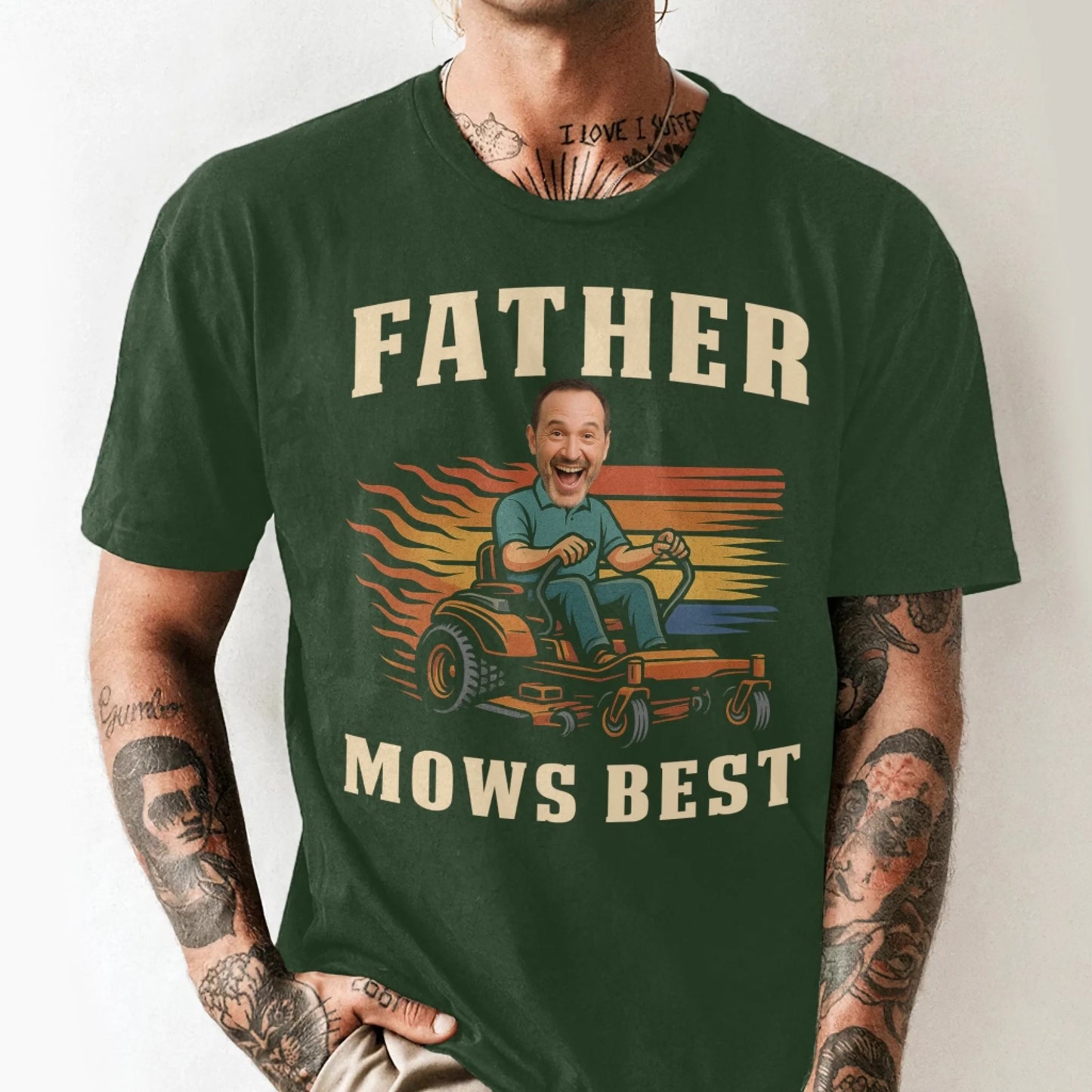 Personalized Photo Dad, Father Mows Best Shirt, Funny Lawn Mowing Dad Shirt, Father’s Day Gift - Custom Choo