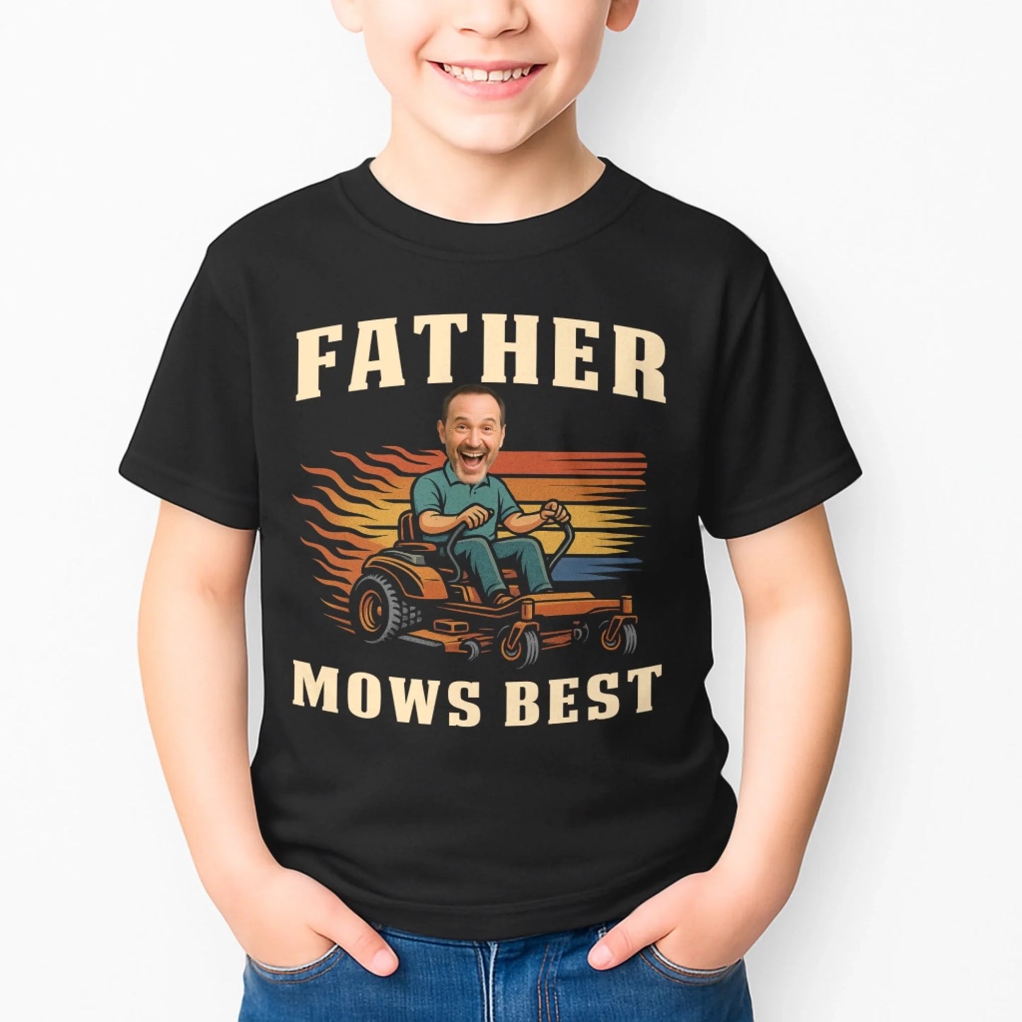 Personalized Photo Dad, Father Mows Best Shirt, Funny Lawn Mowing Dad Shirt, Father’s Day Gift - Custom Choo