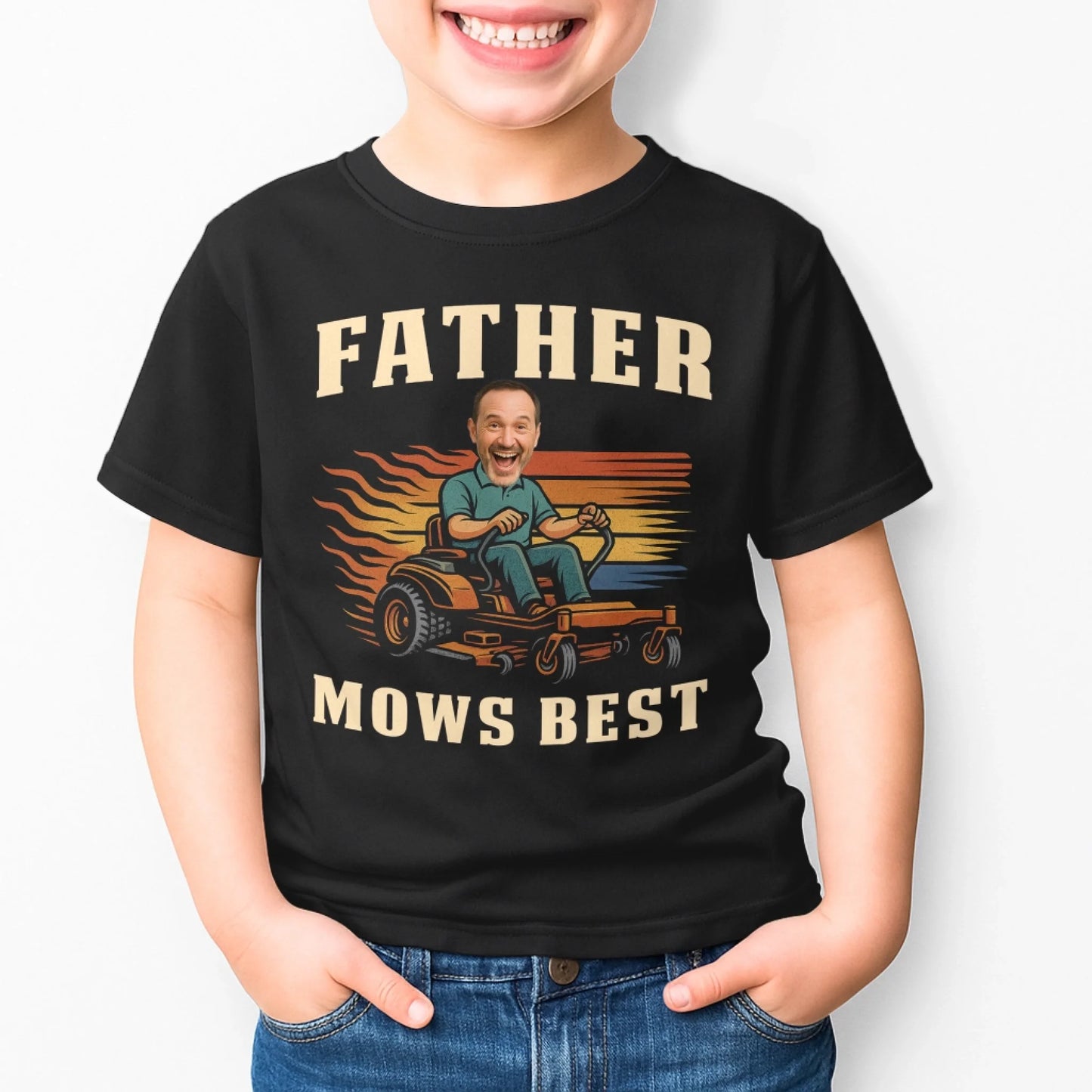 Personalized Photo Dad, Father Mows Best Shirt, Funny Lawn Mowing Dad Shirt, Father’s Day Gift - Custom Choo