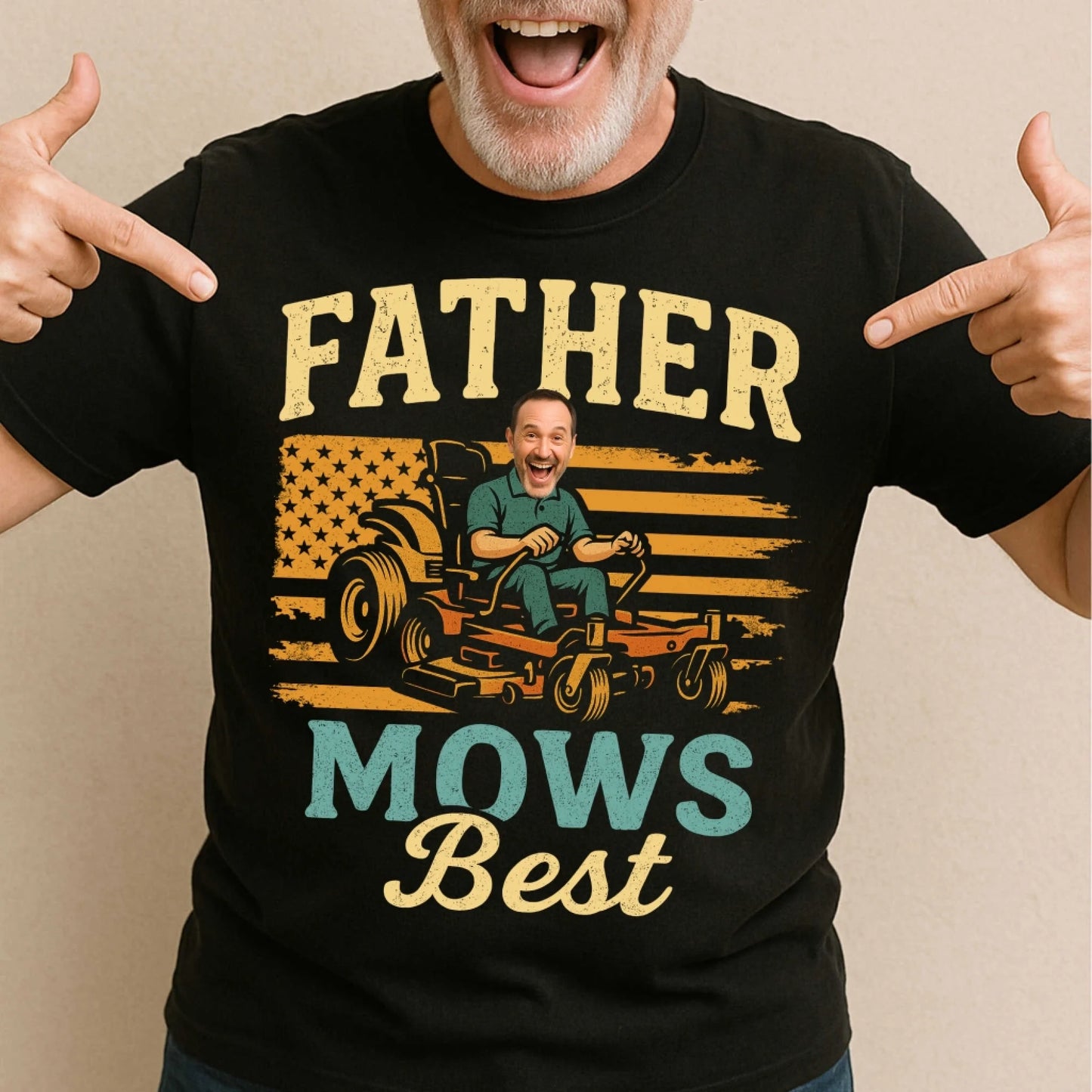 Father Mows Best Shirt, Funny Lawn Mowing Dad Shirt, Father’s Day Gift, Personalized Photo Dad - Custom Choo