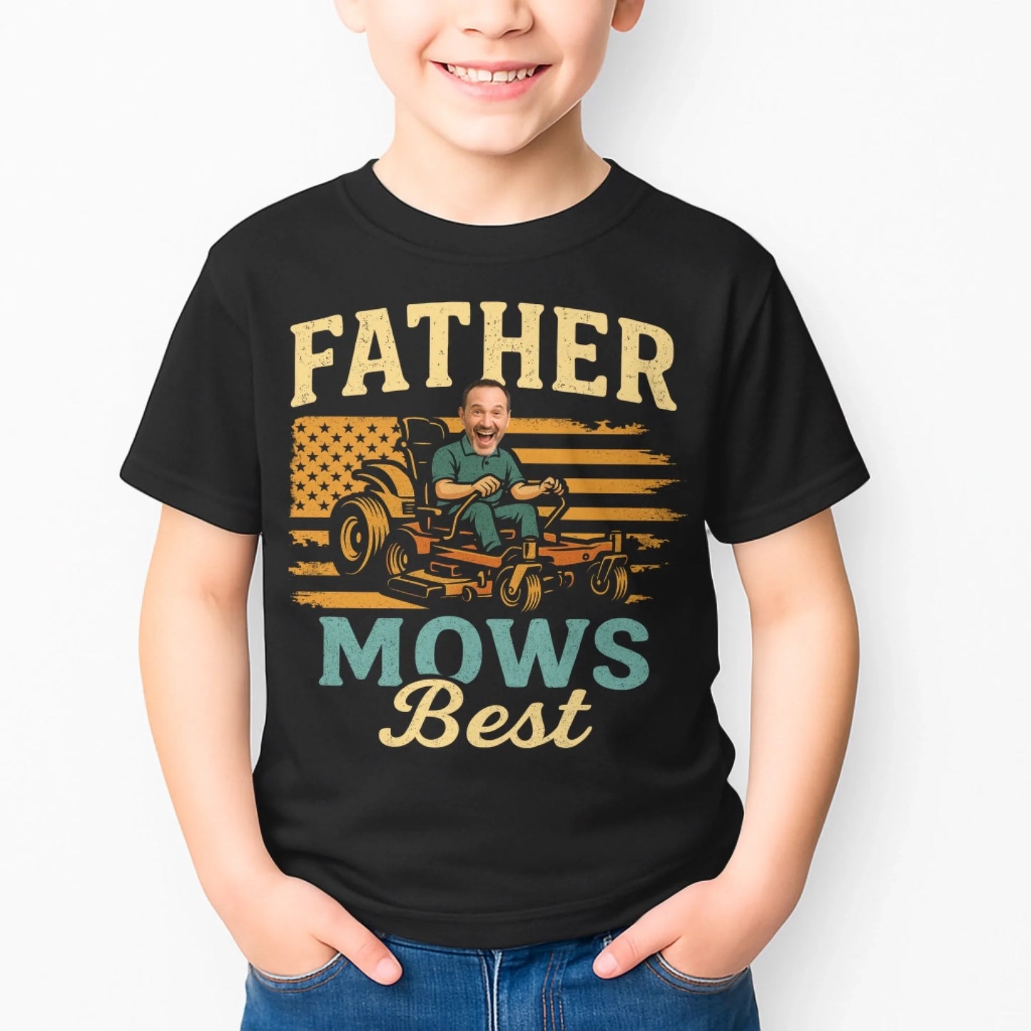 Father Mows Best Shirt, Funny Lawn Mowing Dad Shirt, Father’s Day Gift, Personalized Photo Dad - Custom Choo
