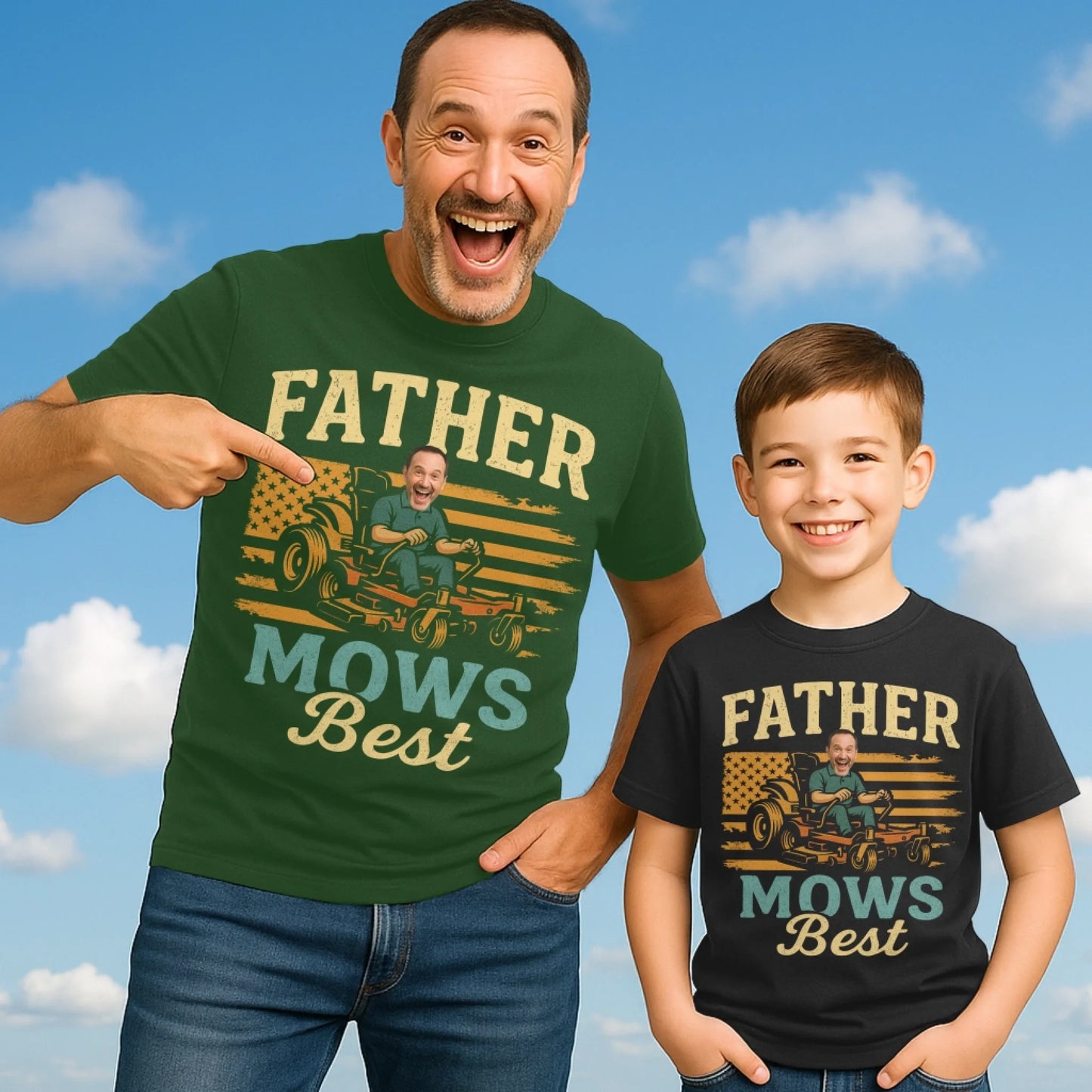 Father Mows Best Shirt, Funny Lawn Mowing Dad Shirt, Father’s Day Gift, Personalized Photo Dad - Custom Choo