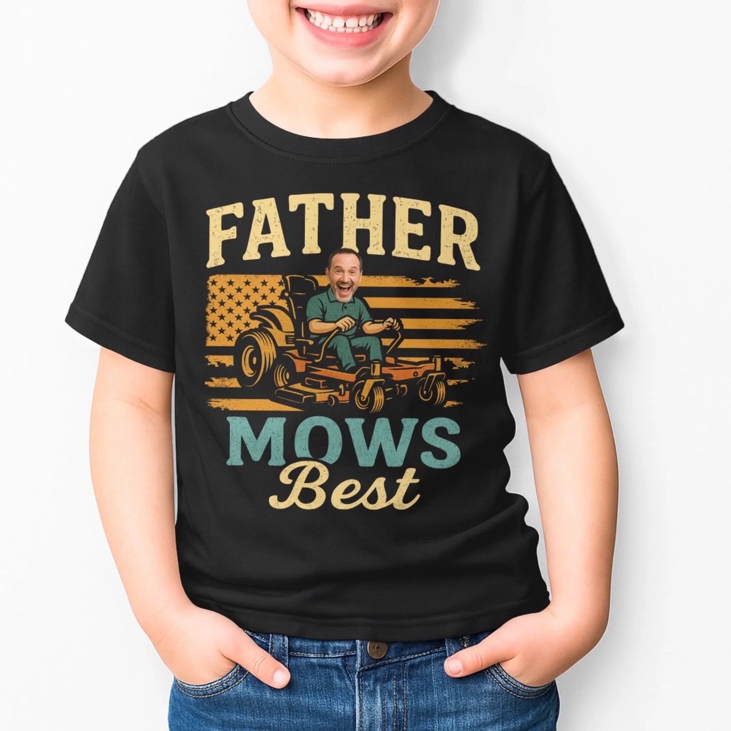 Father Mows Best Shirt, Funny Lawn Mowing Dad Shirt, Father’s Day Gift, Personalized Photo Dad - Custom Choo