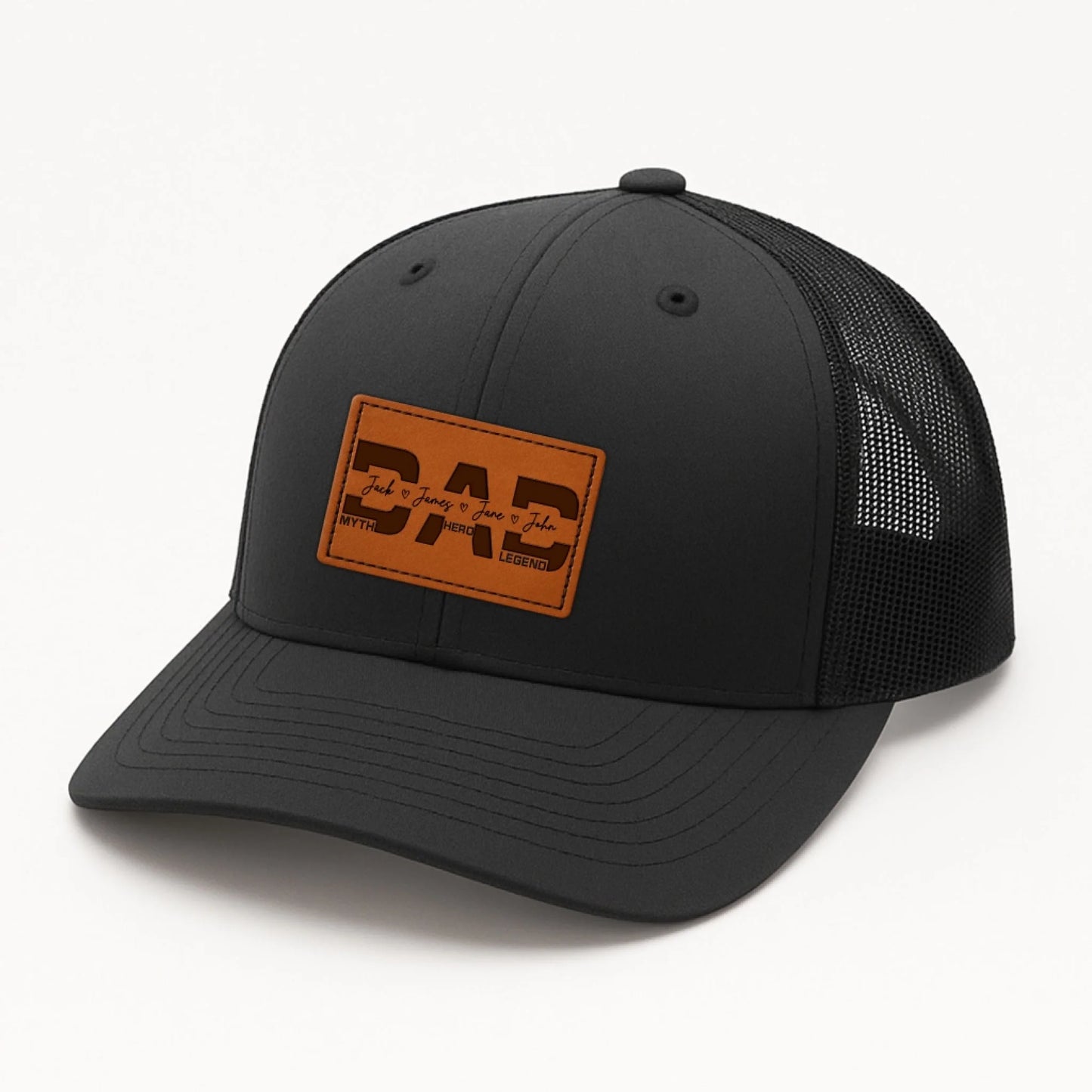 Happy Father's Day - Personalized Leather Patch Hat, Custom Choo