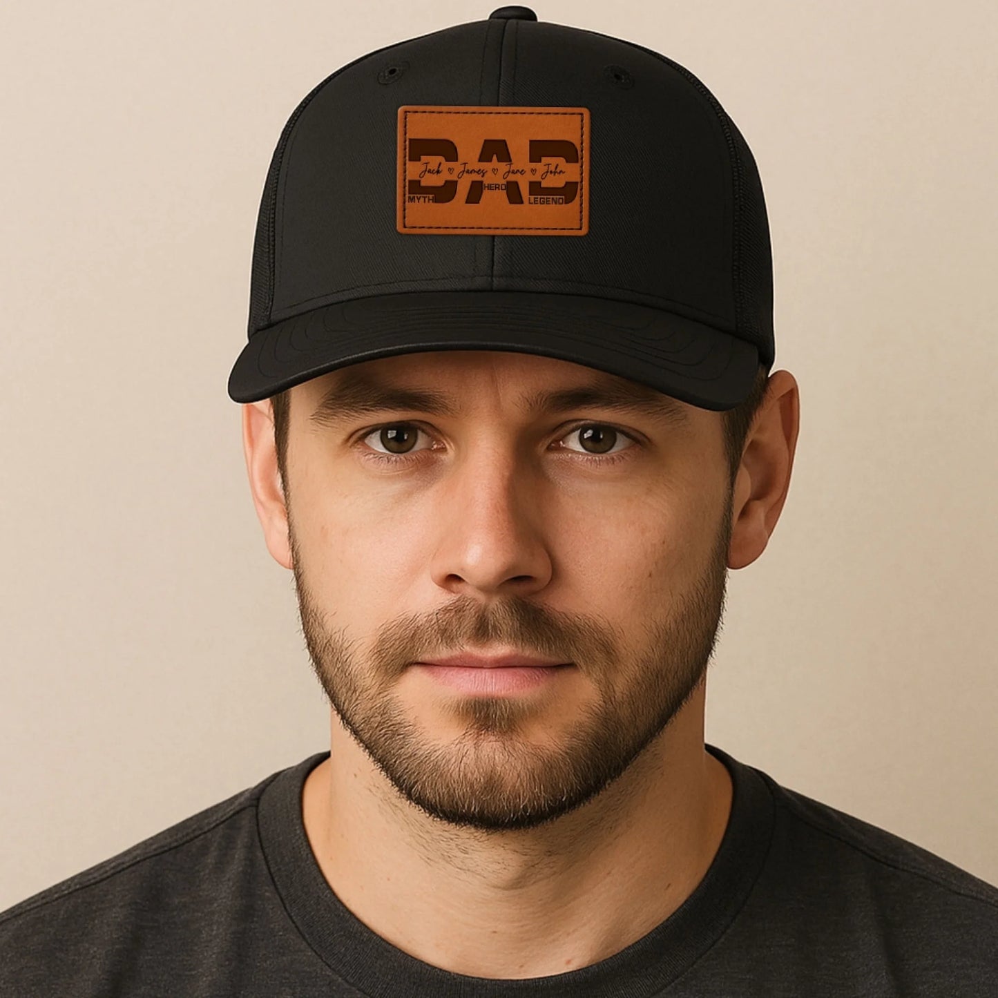 Happy Father's Day - Personalized Leather Patch Hat, Custom Choo
