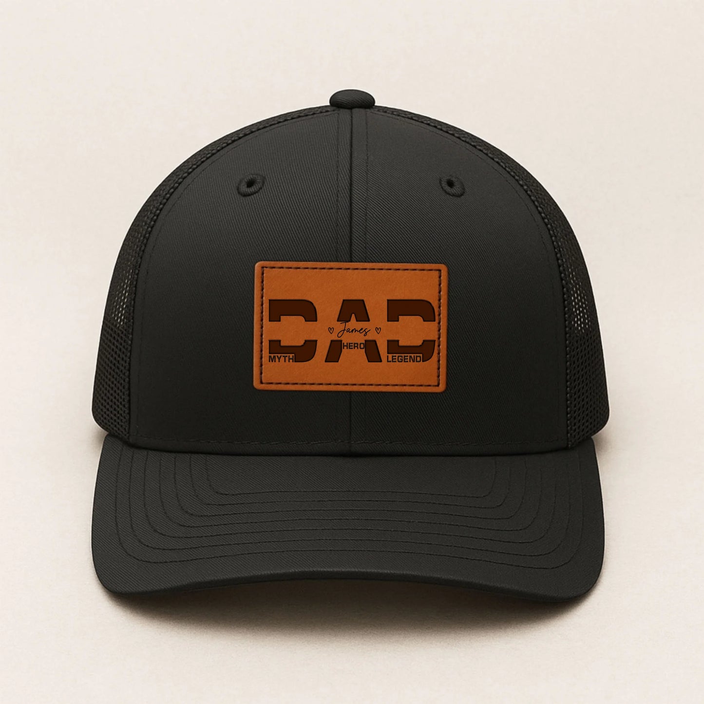 Happy Father's Day - Personalized Leather Patch Hat, Custom Choo