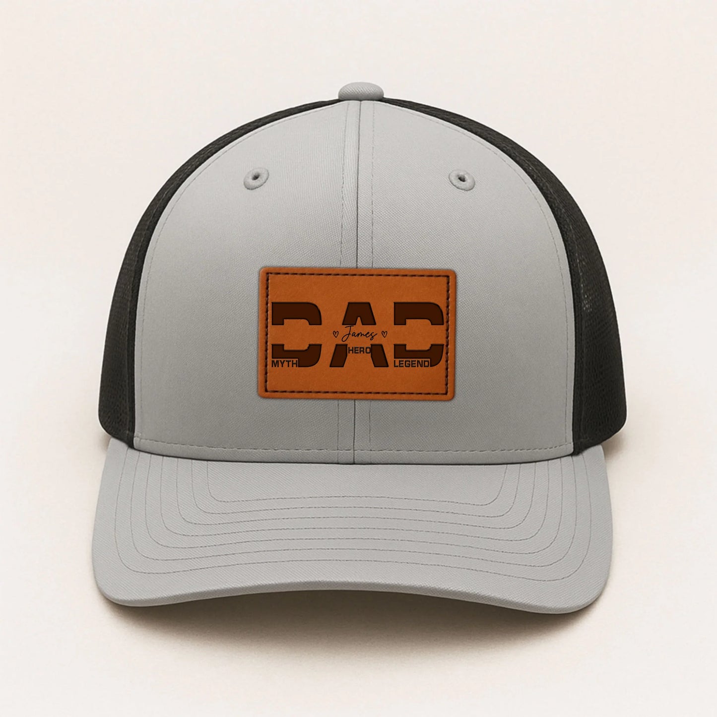 Happy Father's Day - Personalized Leather Patch Hat, Custom Choo