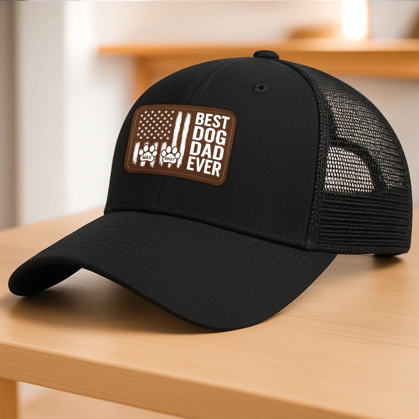 Personalized Dog Dad Hat with Pet Name, Custom Gifts for Dog Dad, Leather Patch Hat, Custom Choo