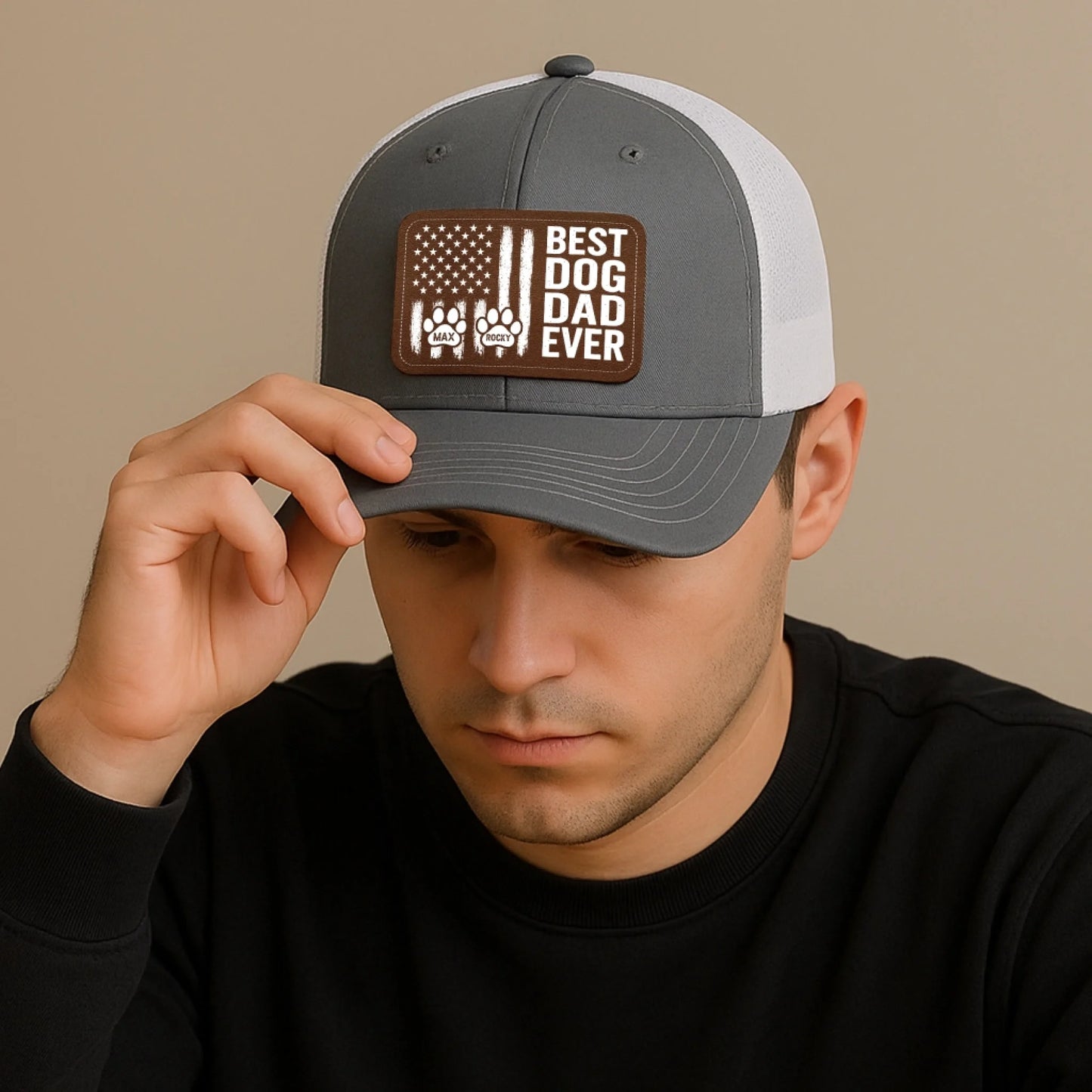 Personalized Dog Dad Hat with Pet Name, Custom Gifts for Dog Dad, Leather Patch Hat, Custom Choo