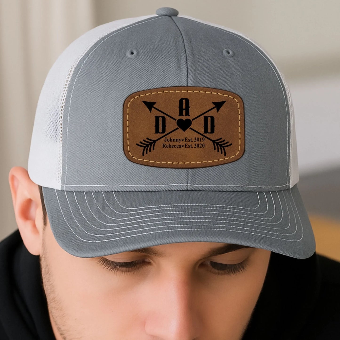 Happy father's day, Gift for Dad, Custom Name, Leather Patch Hat, Custom Choo