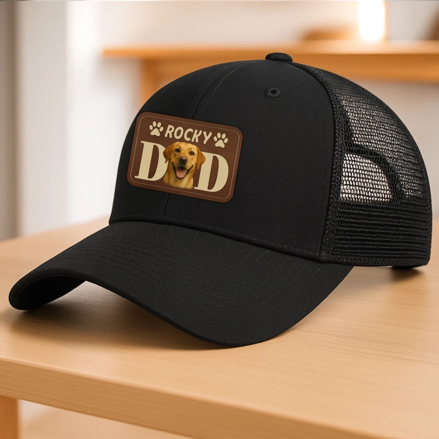 Custom Dog Dad Leather Patch Hat, Custom Pet Photo Hat,Dog Dad Gift, Personalized Dog Name Photo, Custom Choo