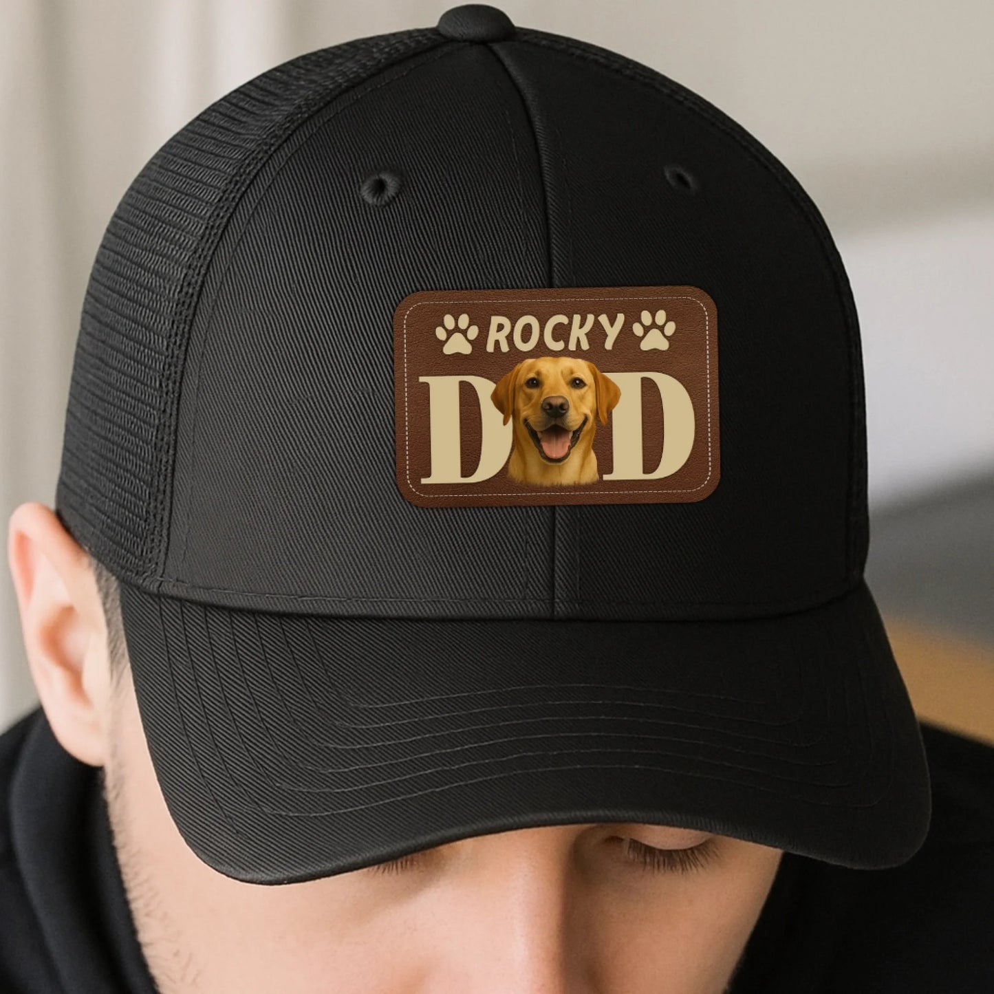 Custom Dog Dad Leather Patch Hat, Custom Pet Photo Hat,Dog Dad Gift, Personalized Dog Name Photo, Custom Choo