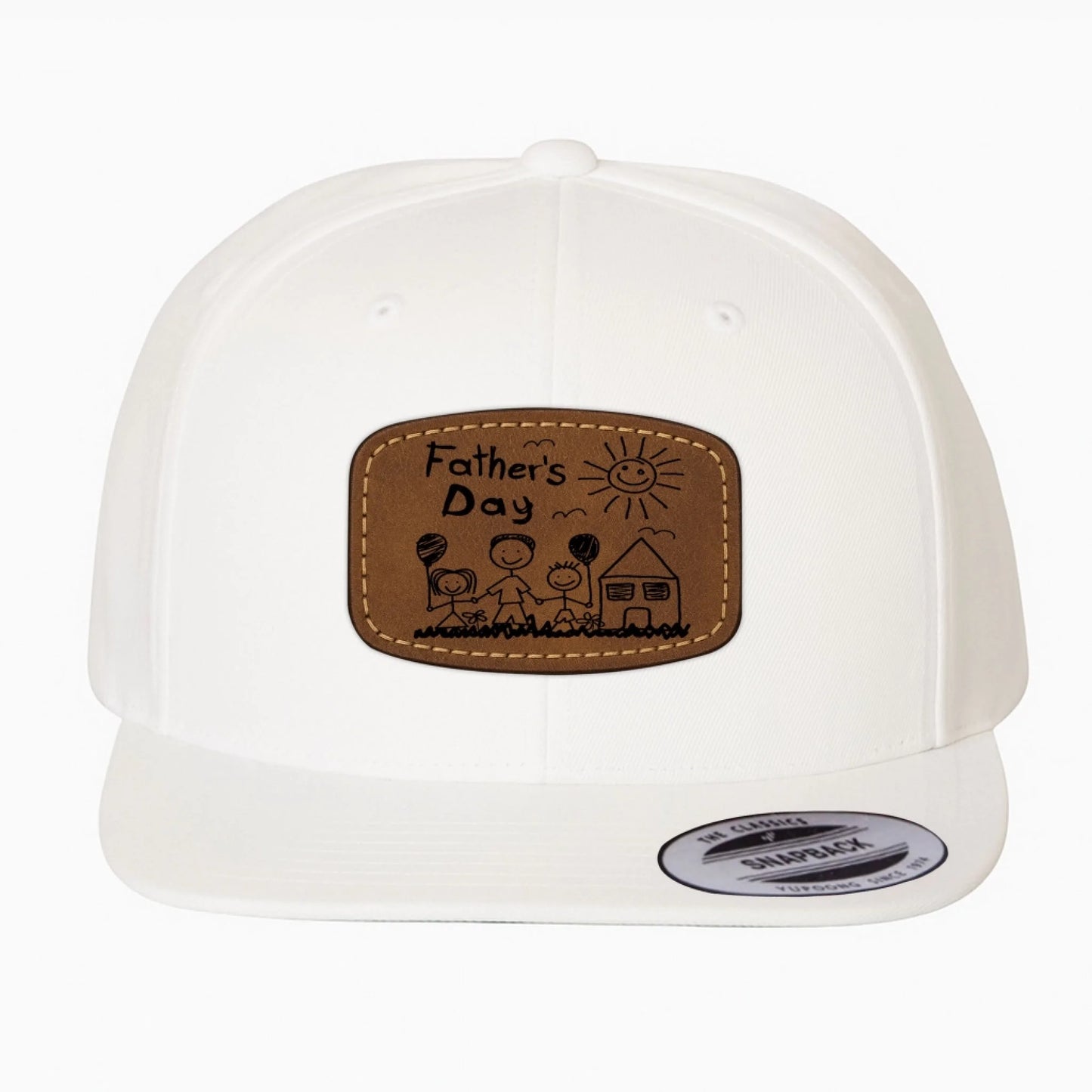 Custom Art Drawing Snapback Leather Patch Cap, Gift for dad, Custom Choo