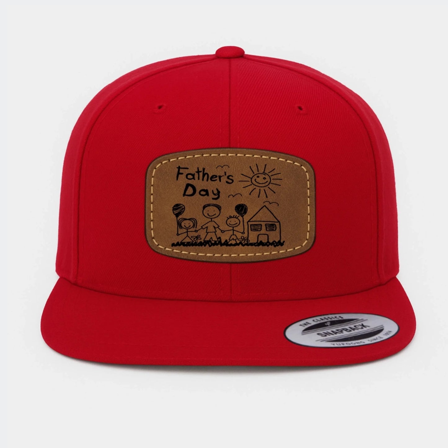 Custom Art Drawing Snapback Leather Patch Cap, Gift for dad, Custom Choo