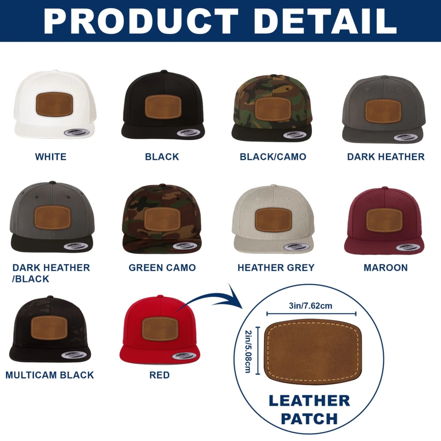 Custom Art Drawing Snapback Leather Patch Cap, Gift for dad, Custom Choo