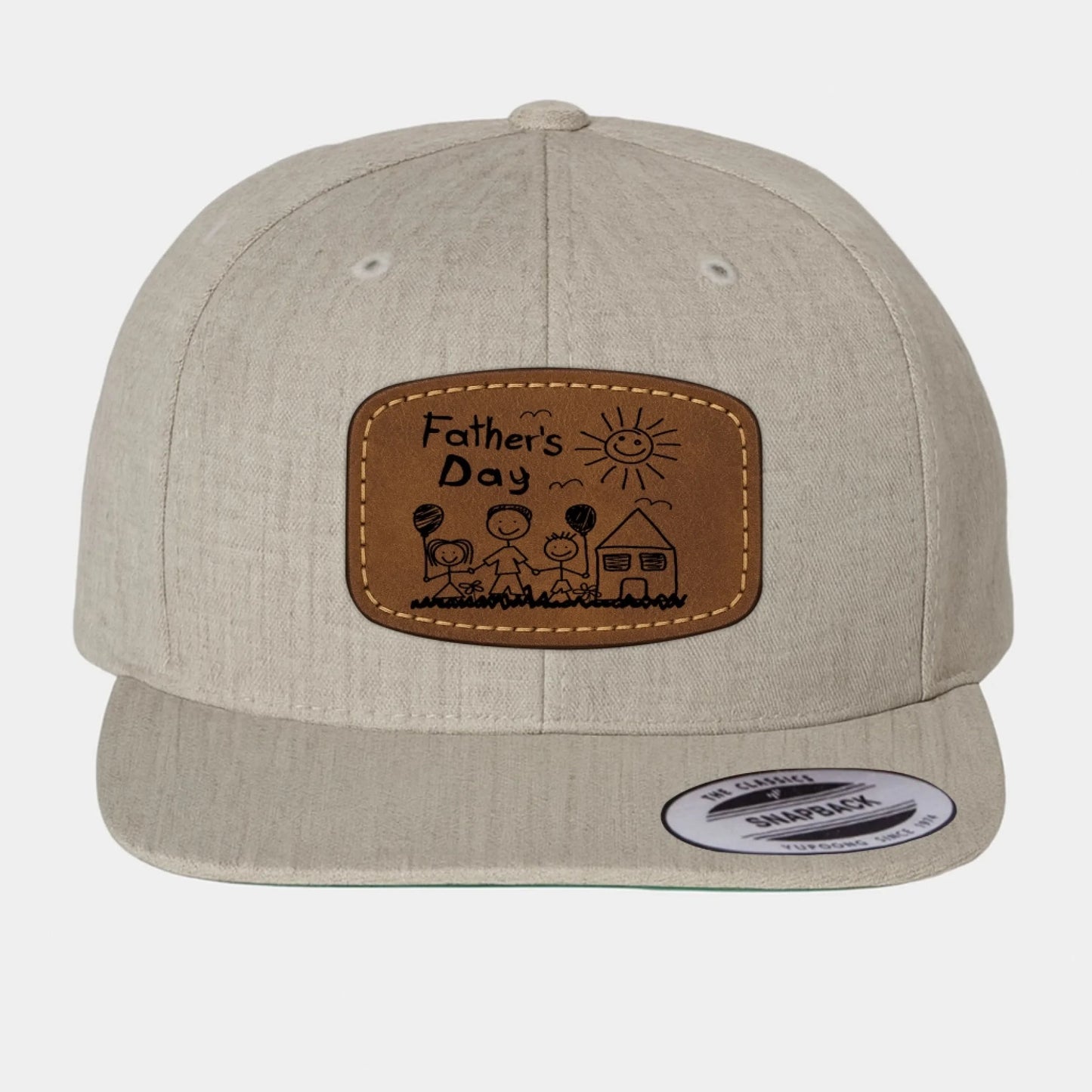 Custom Art Drawing Snapback Leather Patch Cap, Gift for dad, Custom Choo
