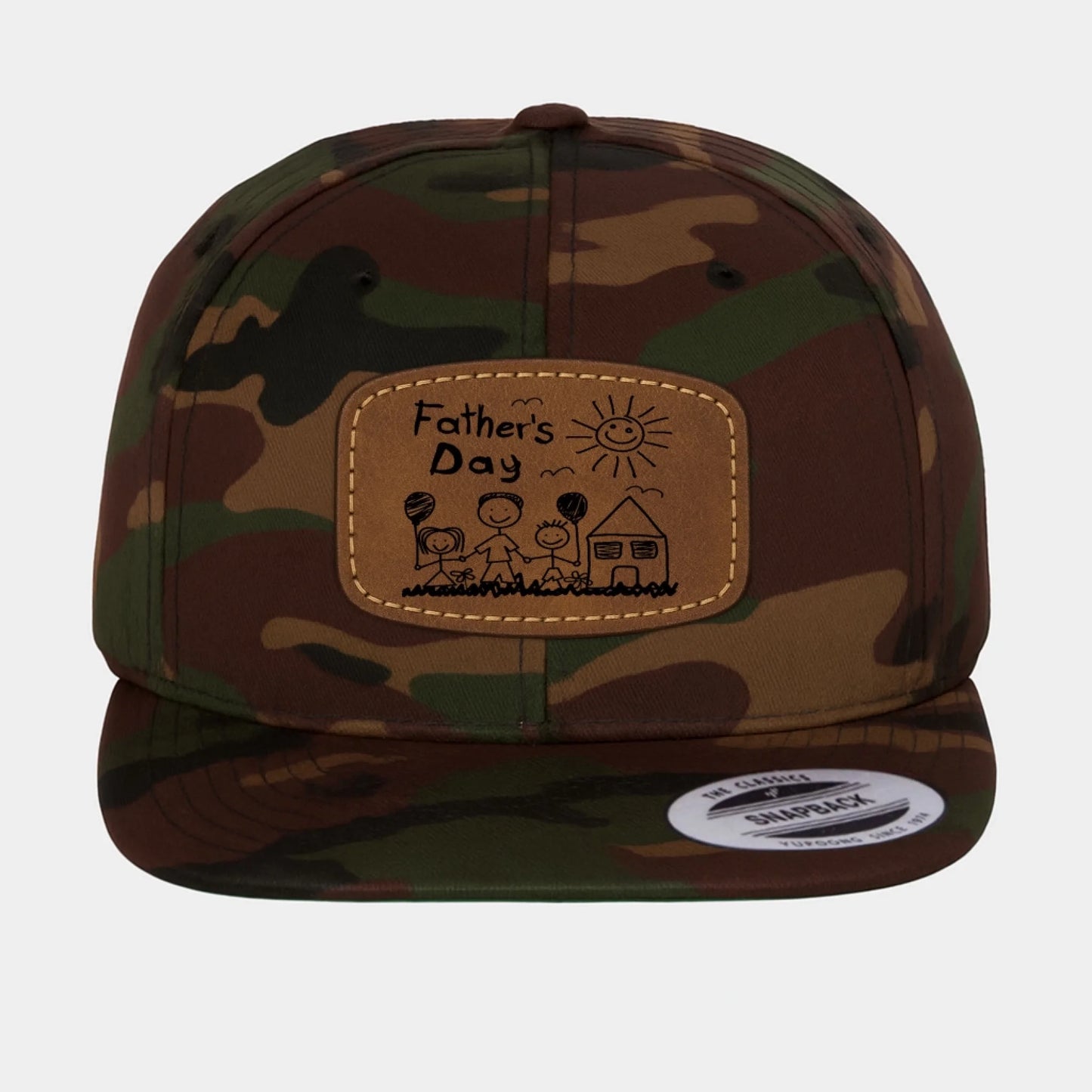 Custom Art Drawing Snapback Leather Patch Cap, Gift for dad, Custom Choo