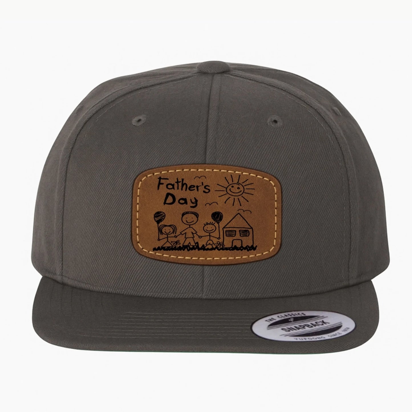 Custom Art Drawing Snapback Leather Patch Cap, Gift for dad, Custom Choo