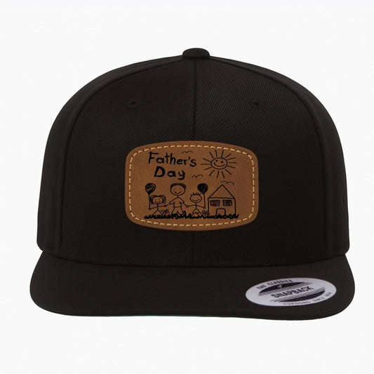 Custom Art Drawing Snapback Leather Patch Cap, Gift for dad, Custom Choo