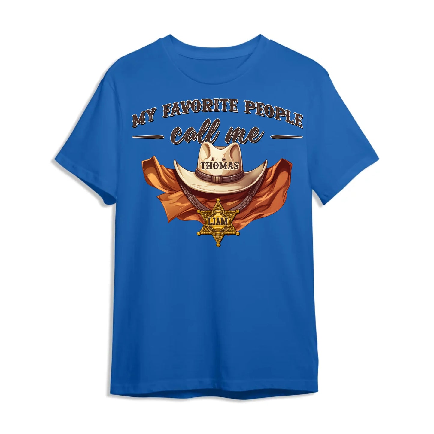 Family Cowboy, My Favorite People Call Me PaPa, Personalized Shirt Dad's Name & Kid's Name - Custom Choo