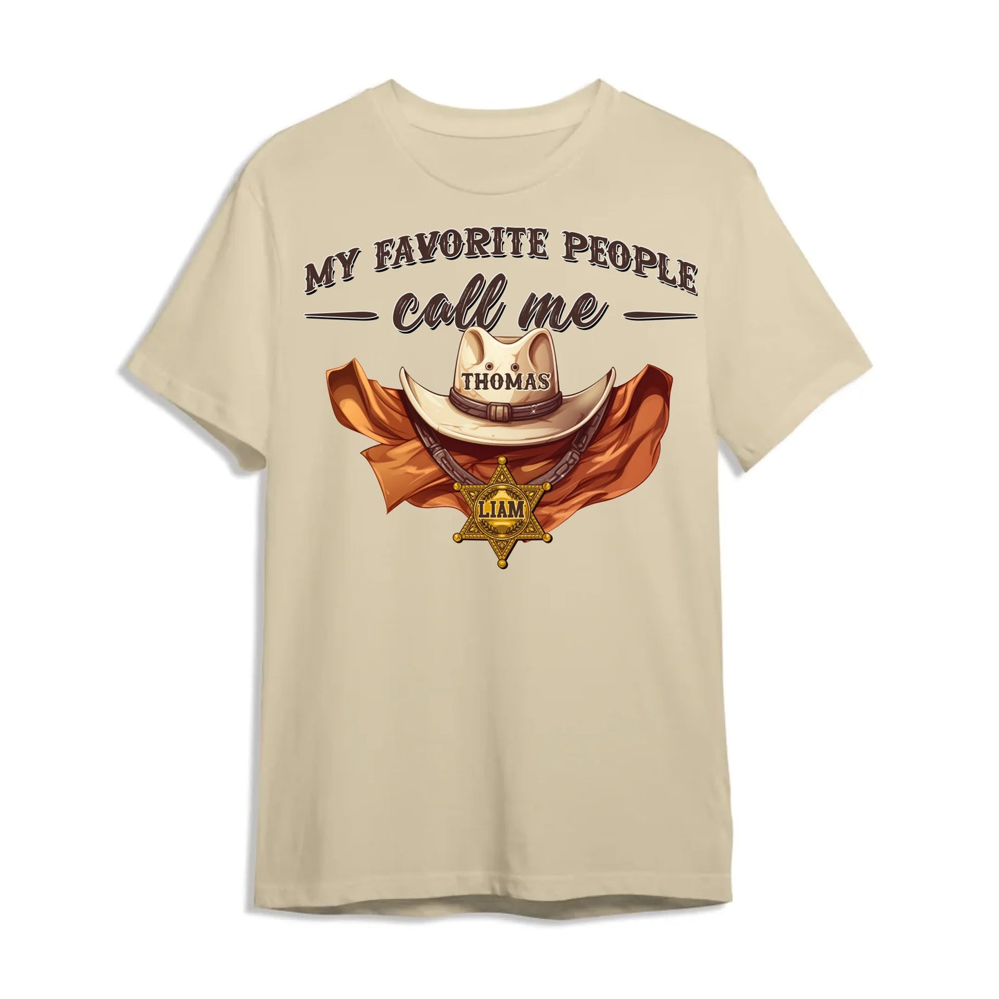 Family Cowboy, My Favorite People Call Me PaPa, Personalized Shirt Dad's Name & Kid's Name - Custom Choo