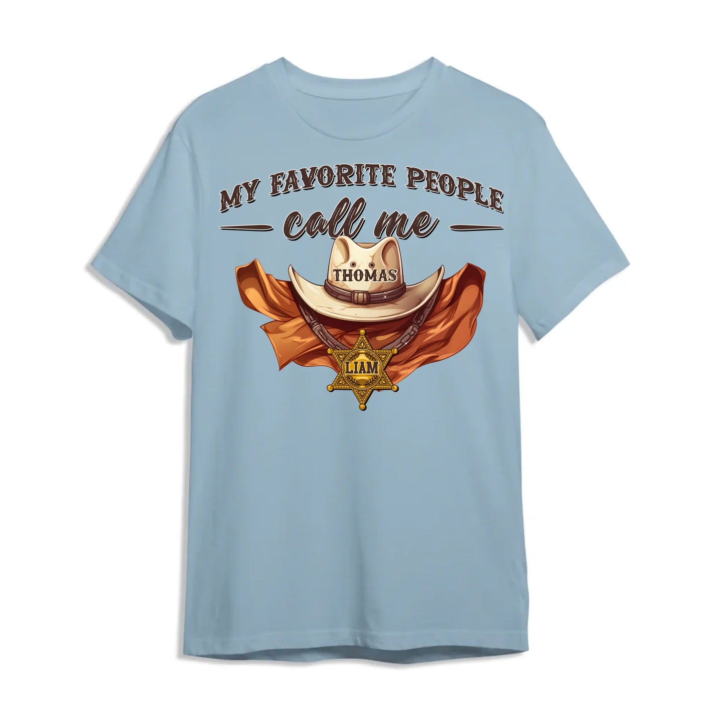 Family Cowboy, My Favorite People Call Me PaPa, Personalized Shirt Dad's Name & Kid's Name - Custom Choo